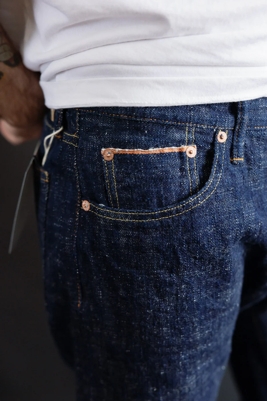15oz Skein Dyed Slubby Blue Indigo Selvedge Jeans - Slim Straight Fit - Image 17