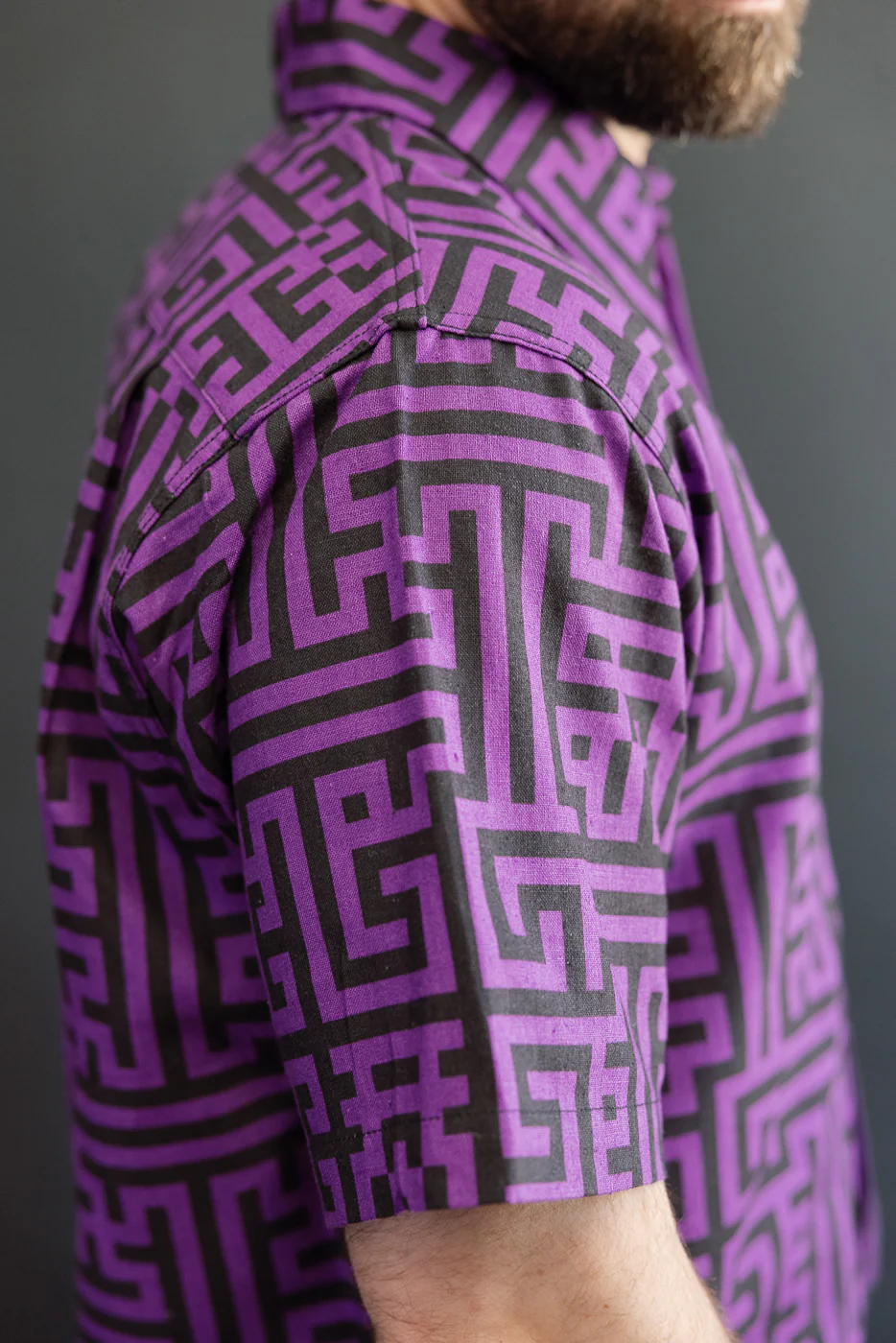 HSA26-02 - Geometric Pattern Aloha Shirt - Purple Head Shop Exclusive - Image 19