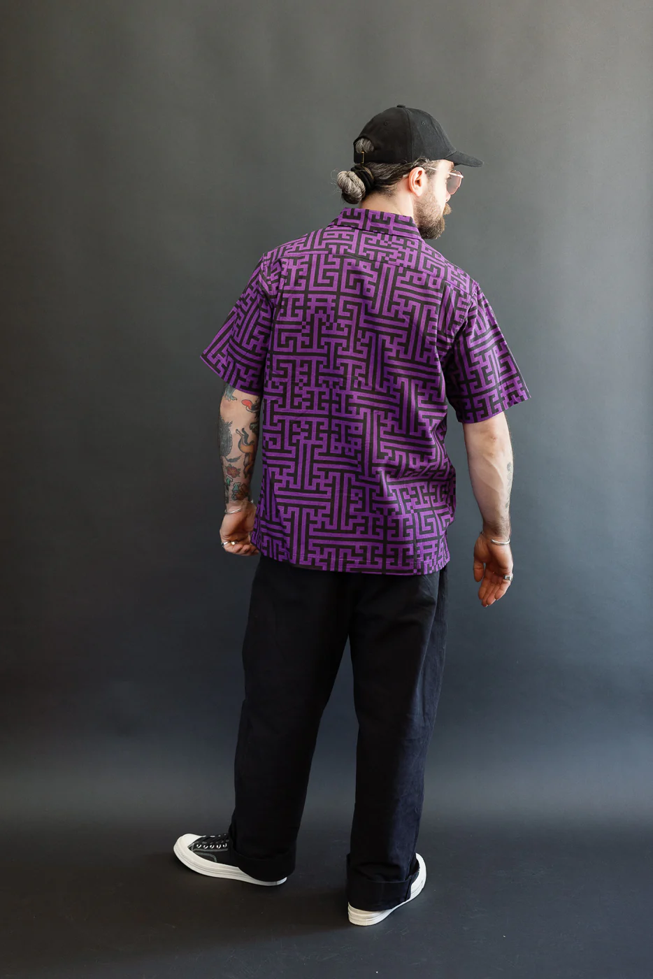 HSA26-02 - Geometric Pattern Aloha Shirt - Purple Head Shop Exclusive - Image 8