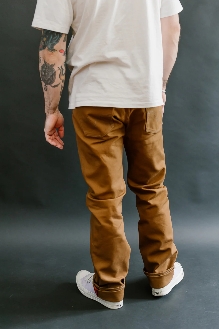 IH-666D - 17oz Duck Slim Straight Cut Jeans - Brown - Image 13