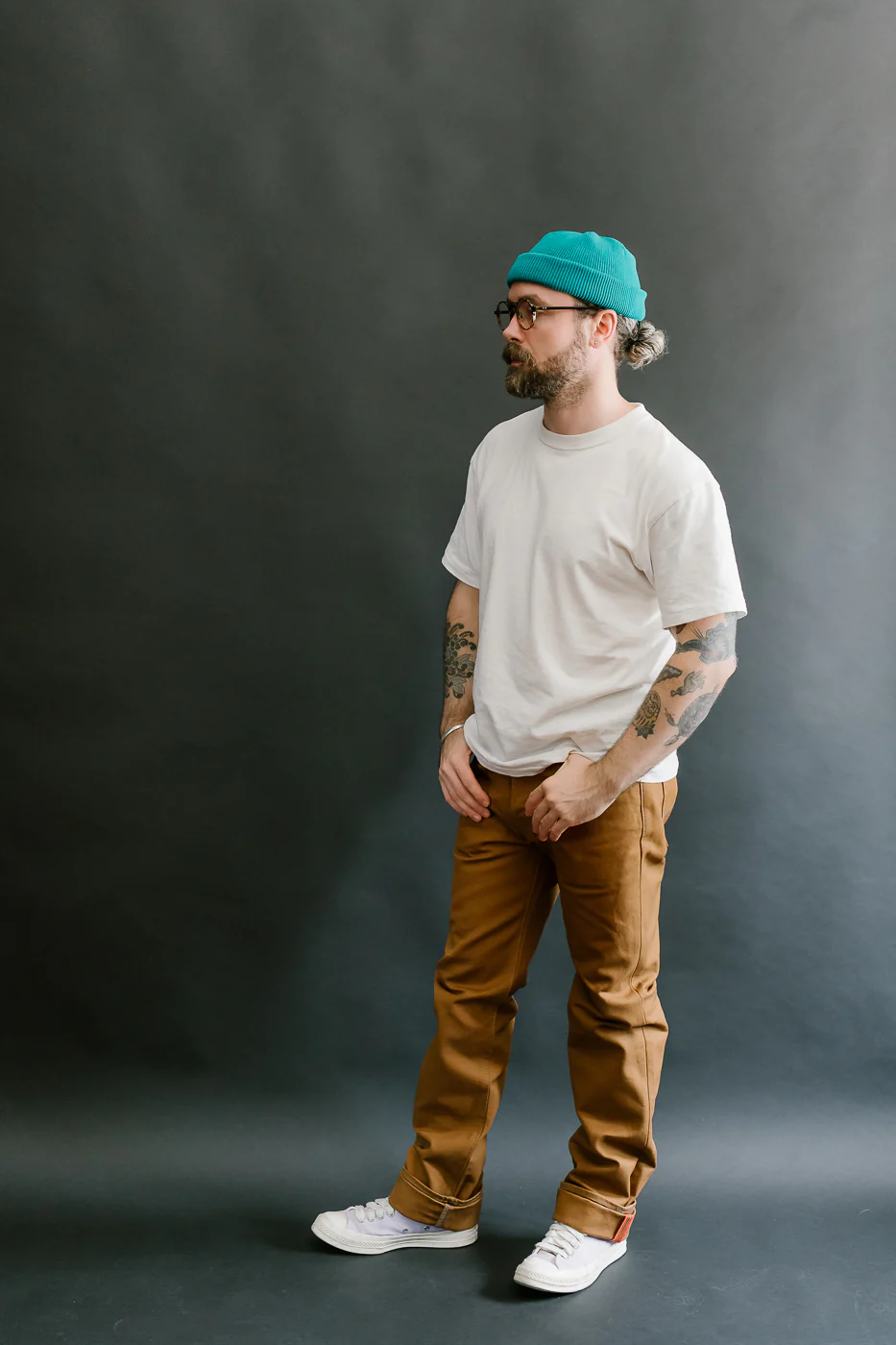 IH-666D - 17oz Duck Slim Straight Cut Jeans - Brown - Image 8