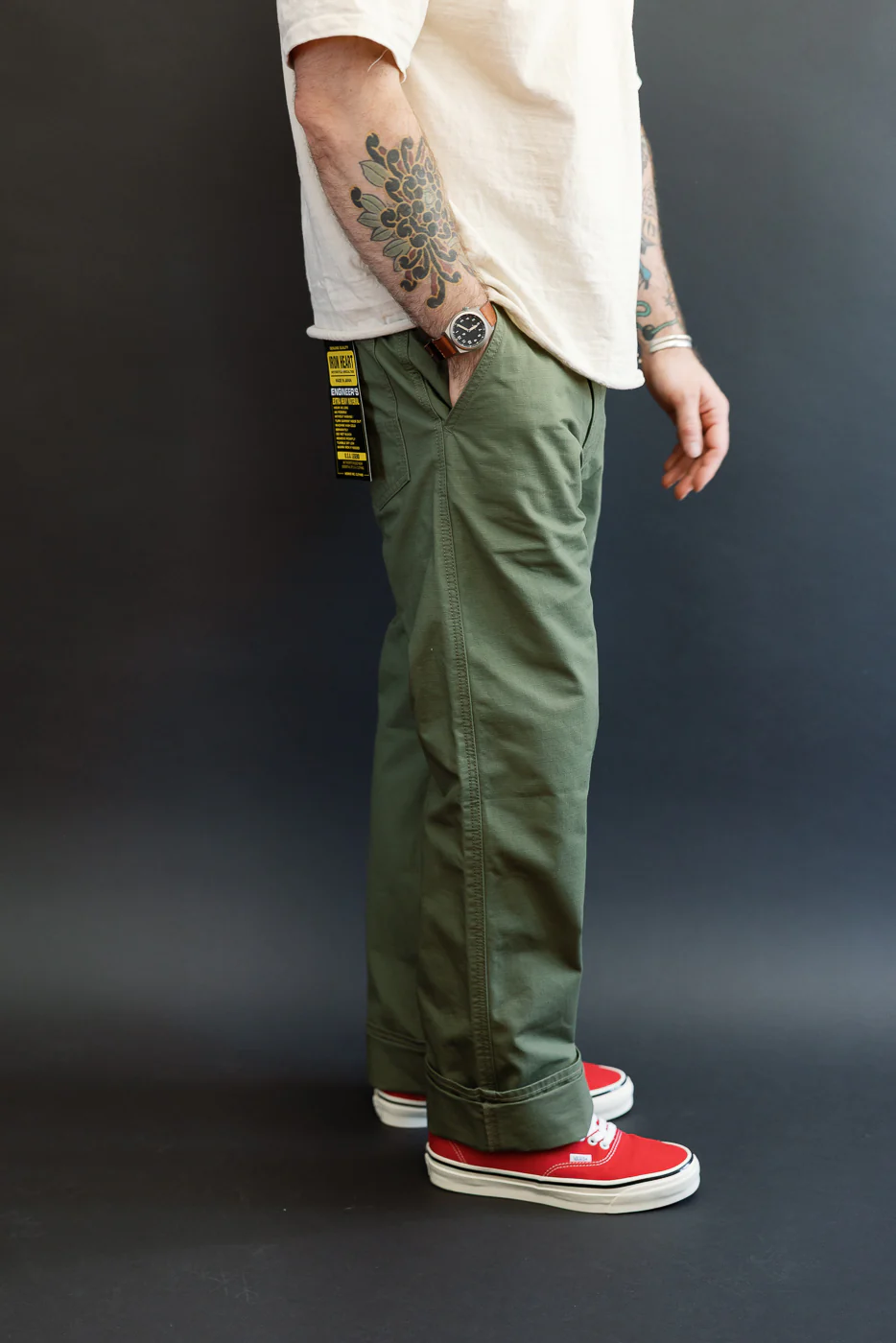 IH-746-GRN - 8oz Ripstop Wide Work Pants - Army Green - Image 14