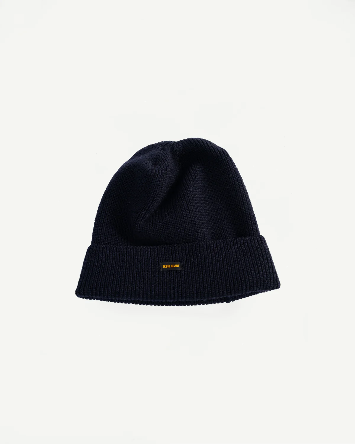 IHG-080-NAV - 100% Wool Ribbed Beanie - Navy Blue