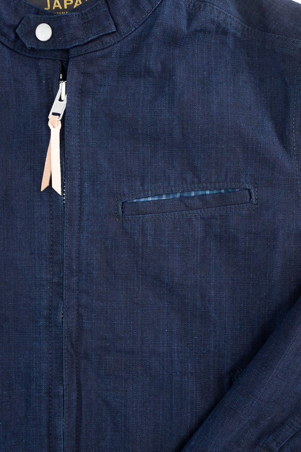 IHJ-135-IND - 13oz Oxford Cloth Riders Jacket - Indigo - Image 3