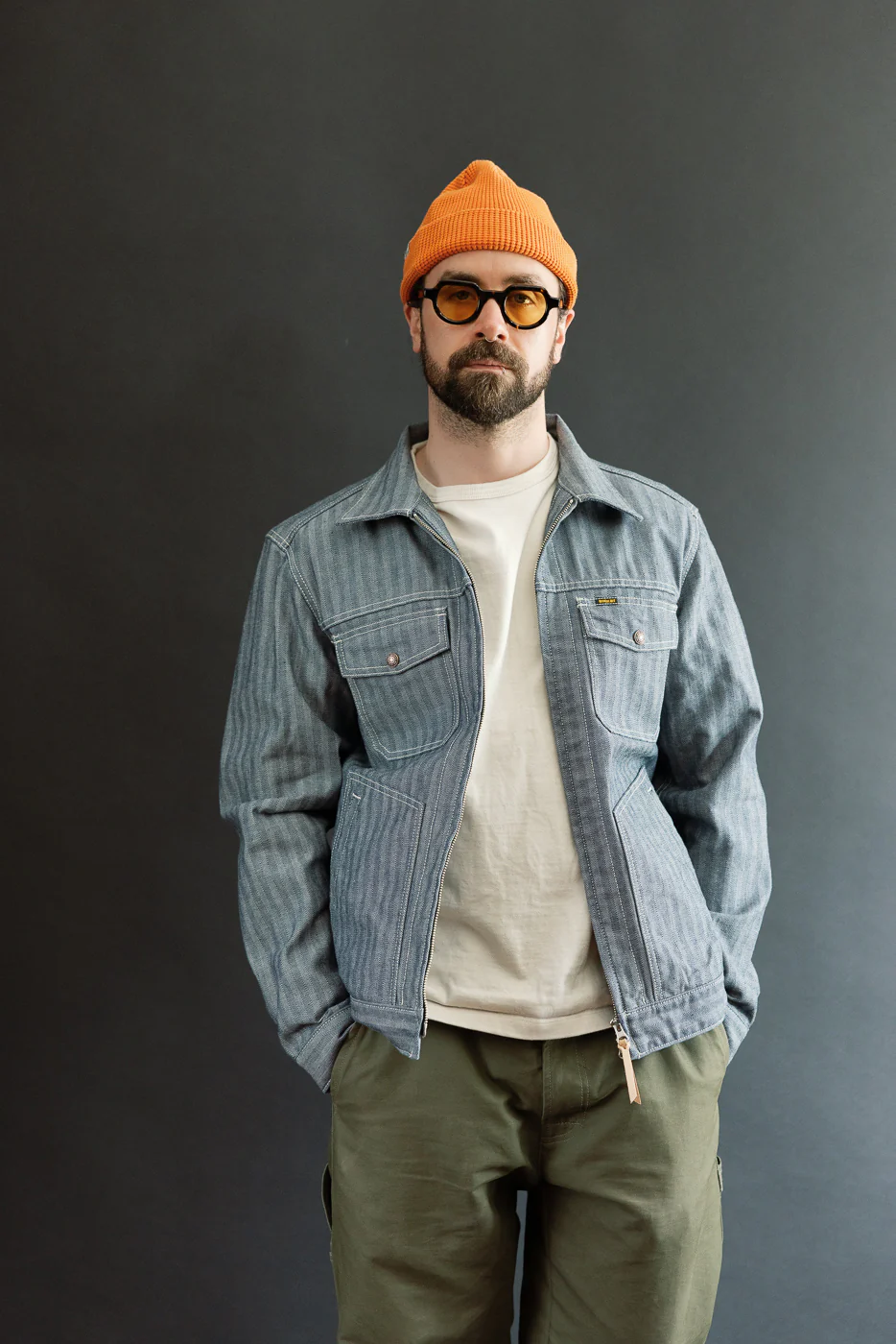 IHJ-146-IND - 10.5oz Herringbone Work Jacket - Indigo - Image 14