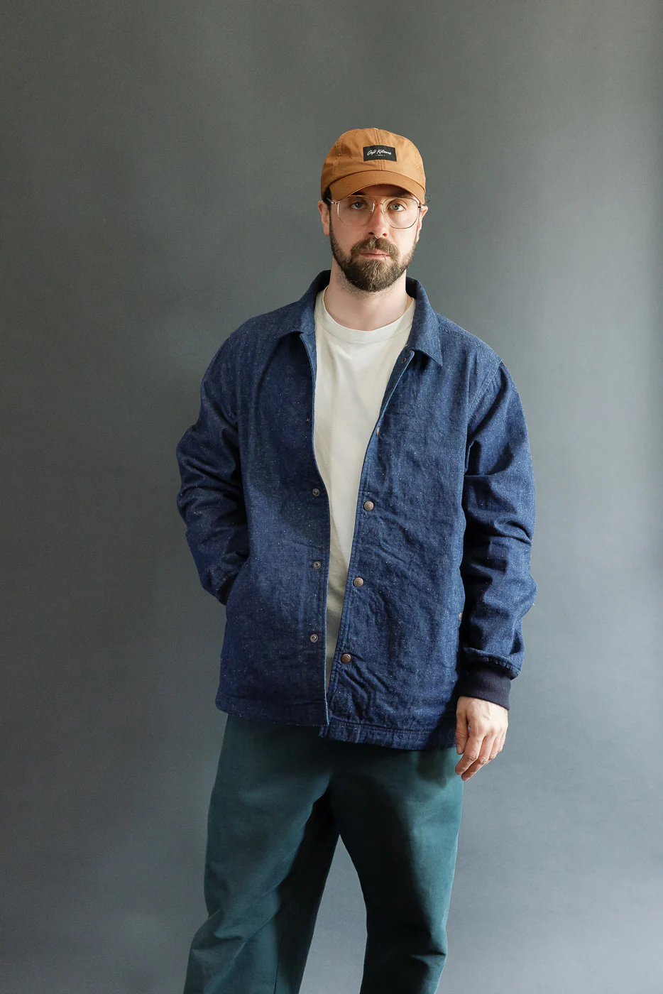 IHJ-161-IND-NP - 10oz Neppy Selvedge Denim Coach Jacket - Indigo - No Patch - Image 15