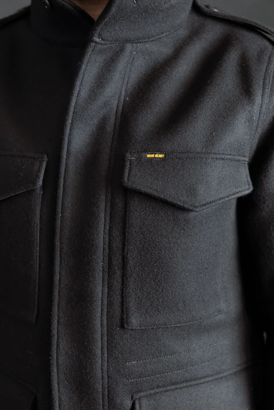 IHM-49-BLK - 21oz Melton Wool M65 Field Jacket - Black - Image 16