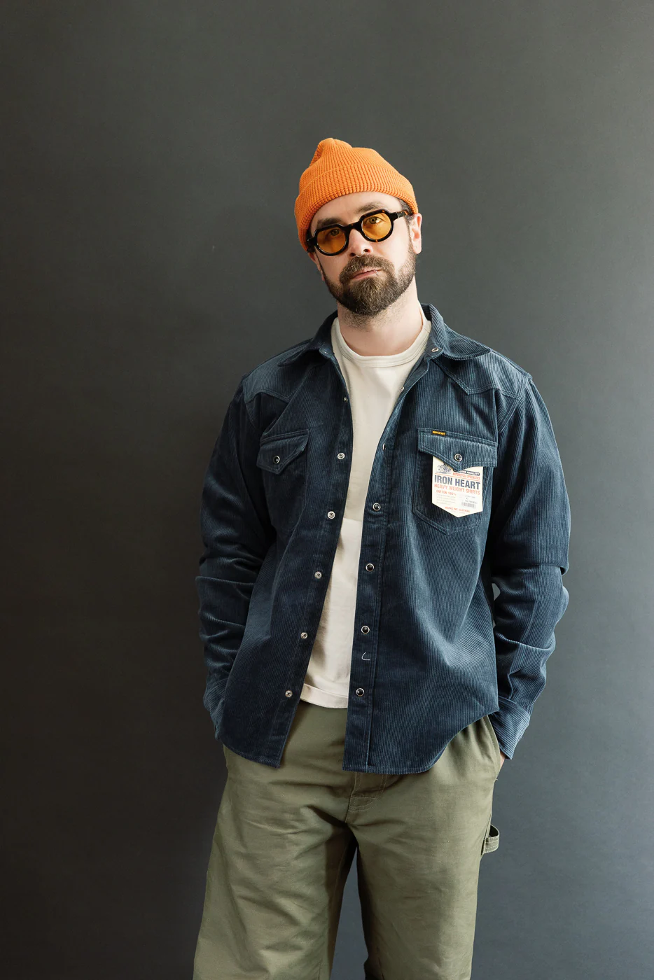 IHSH-398-NAV - 11oz Corduroy Western Shirt - Navy - Image 9