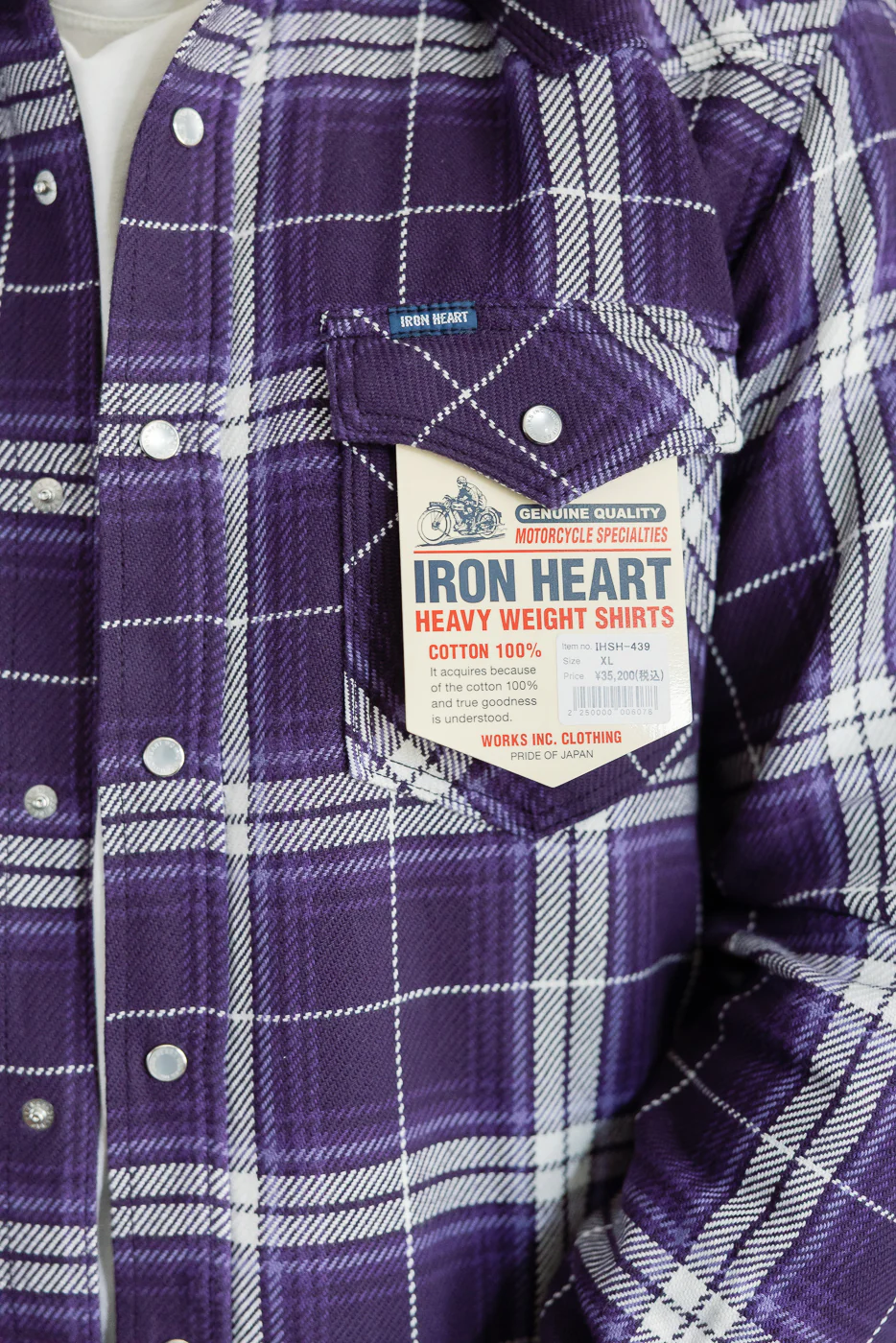 IHSH-439-PUR - 9oz Selvedge Flannel Check Western Shirt - Purple - Image 16