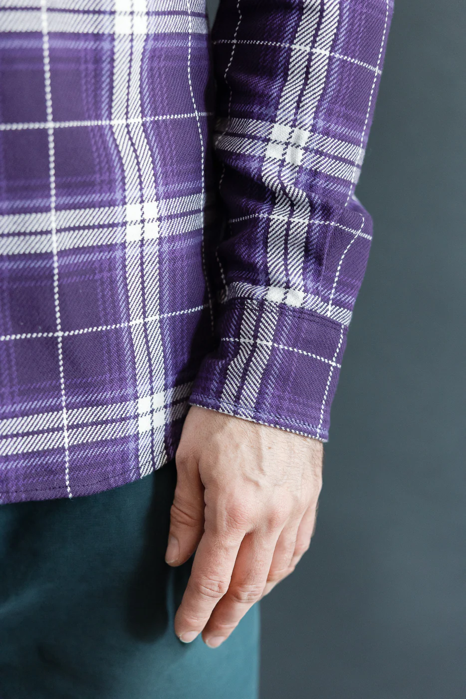 IHSH-439-PUR - 9oz Selvedge Flannel Check Western Shirt - Purple - Image 17