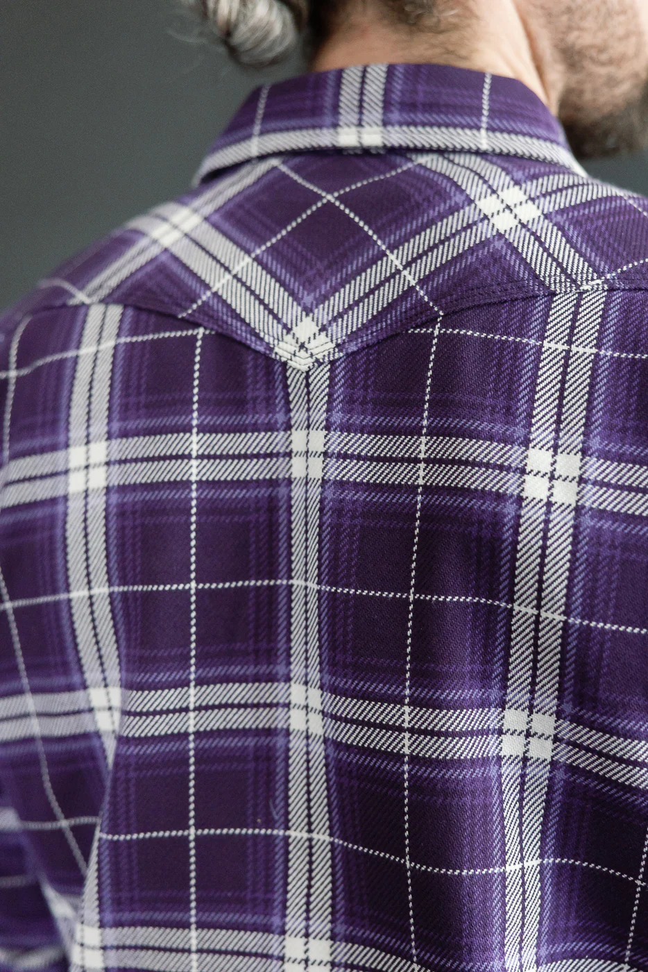 IHSH-439-PUR - 9oz Selvedge Flannel Check Western Shirt - Purple - Image 19