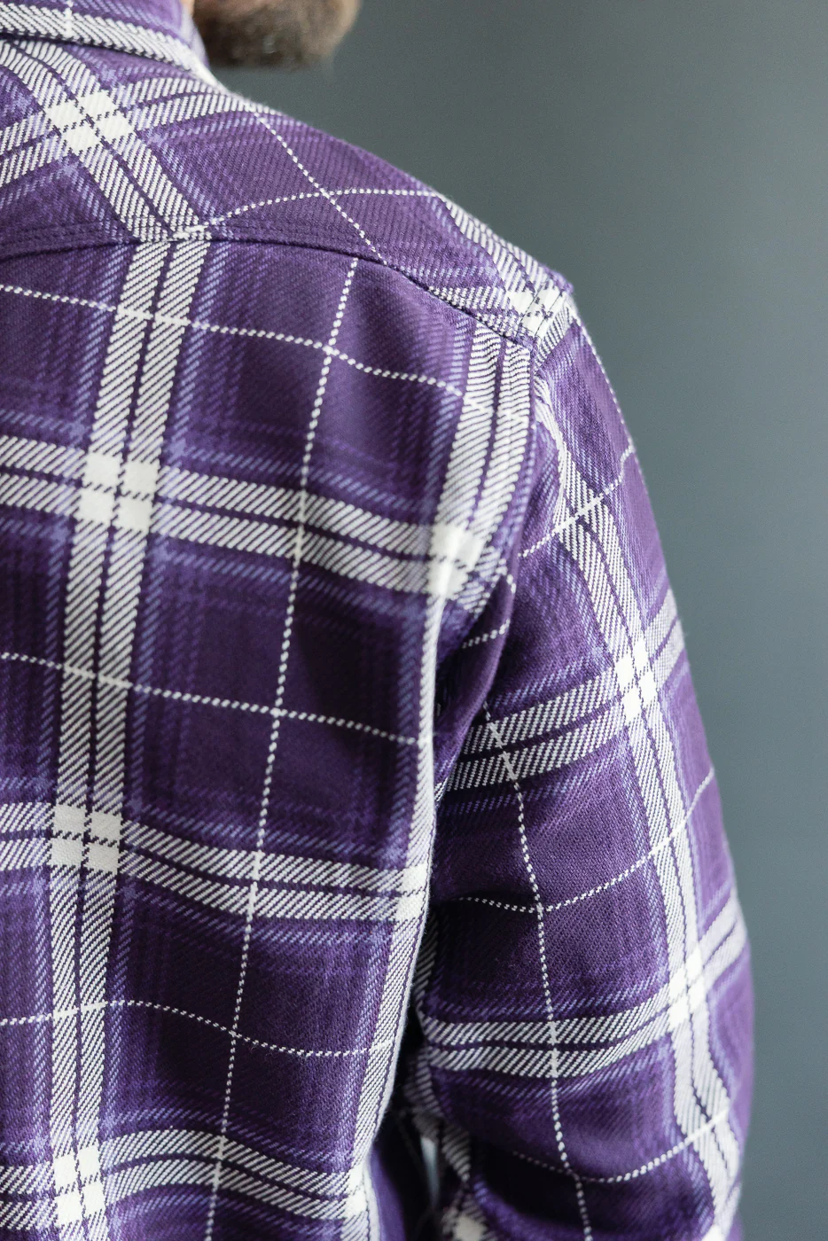 IHSH-439-PUR - 9oz Selvedge Flannel Check Western Shirt - Purple - Image 20