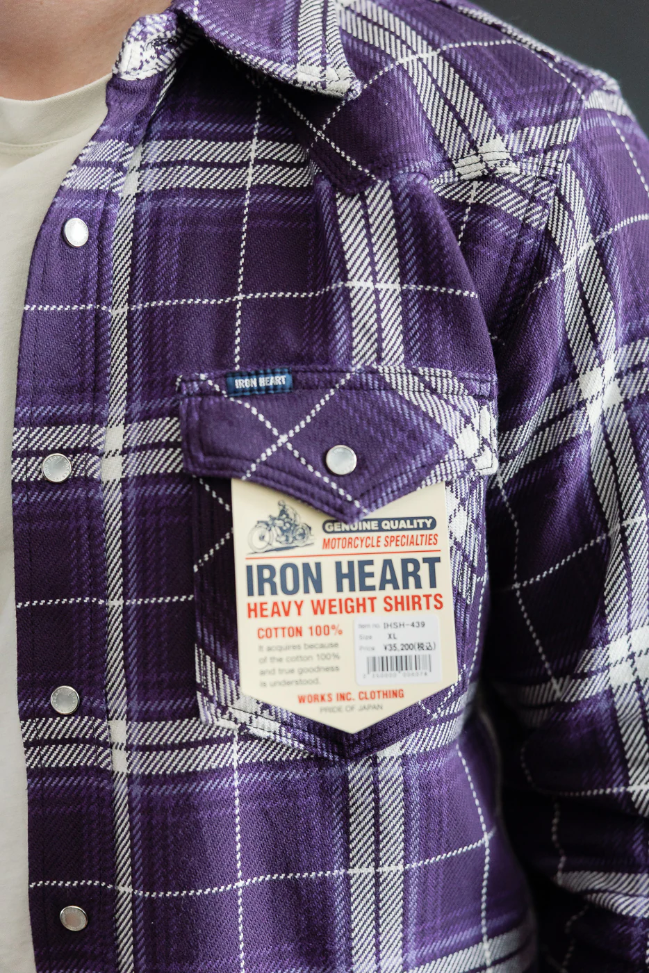 IHSH-439-PUR - 9oz Selvedge Flannel Check Western Shirt - Purple - Image 21