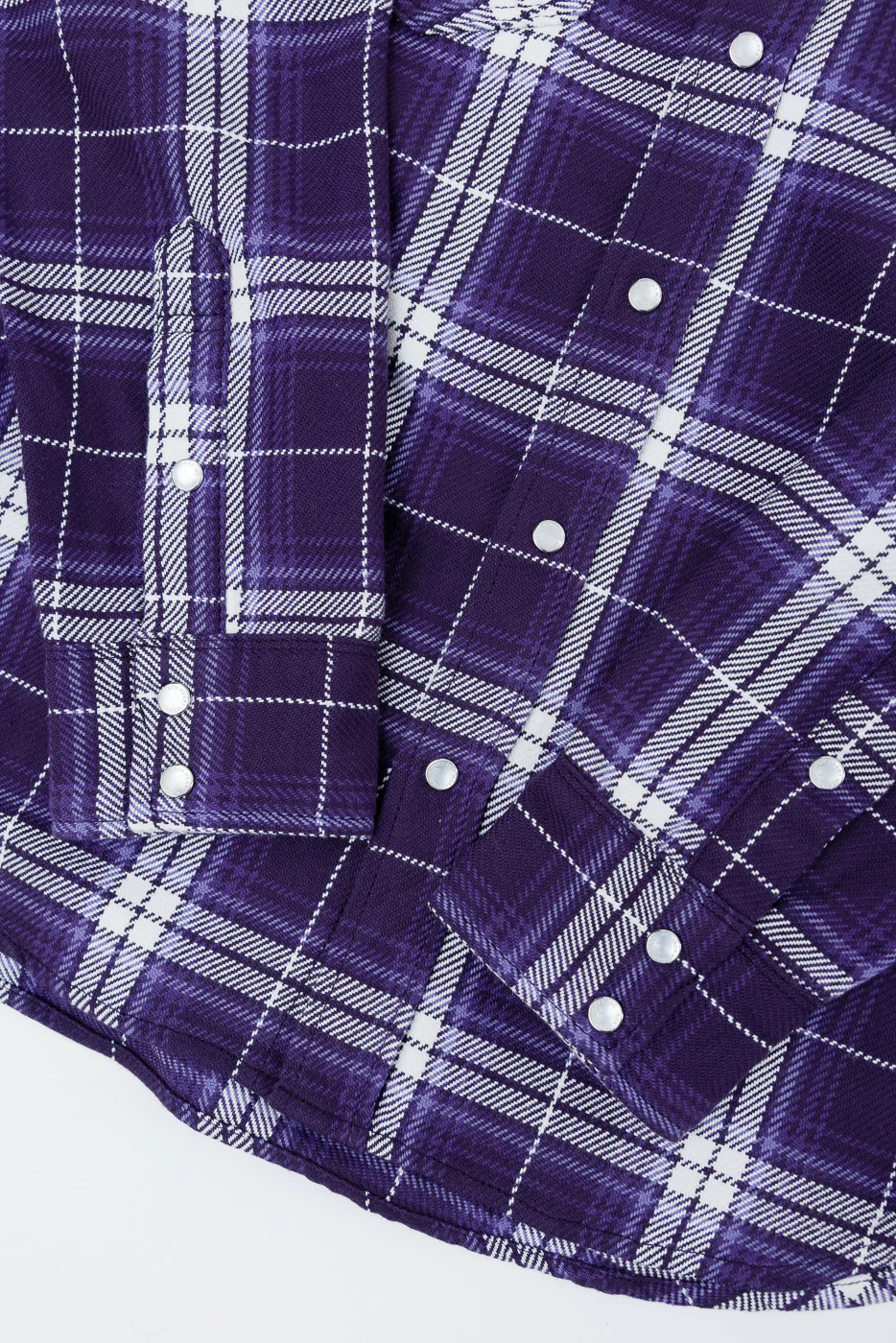 IHSH-439-PUR - 9oz Selvedge Flannel Check Western Shirt - Purple - Image 4