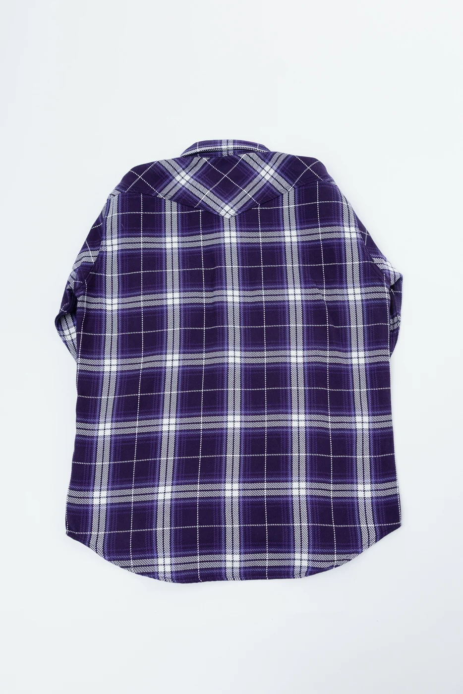 IHSH-439-PUR - 9oz Selvedge Flannel Check Western Shirt - Purple - Image 5