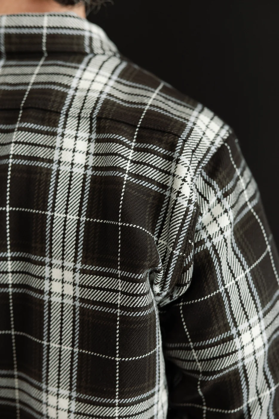 IHSH-441-BLK - 9oz Selvedge Flannel Check Work Shirt - Black - Image 23