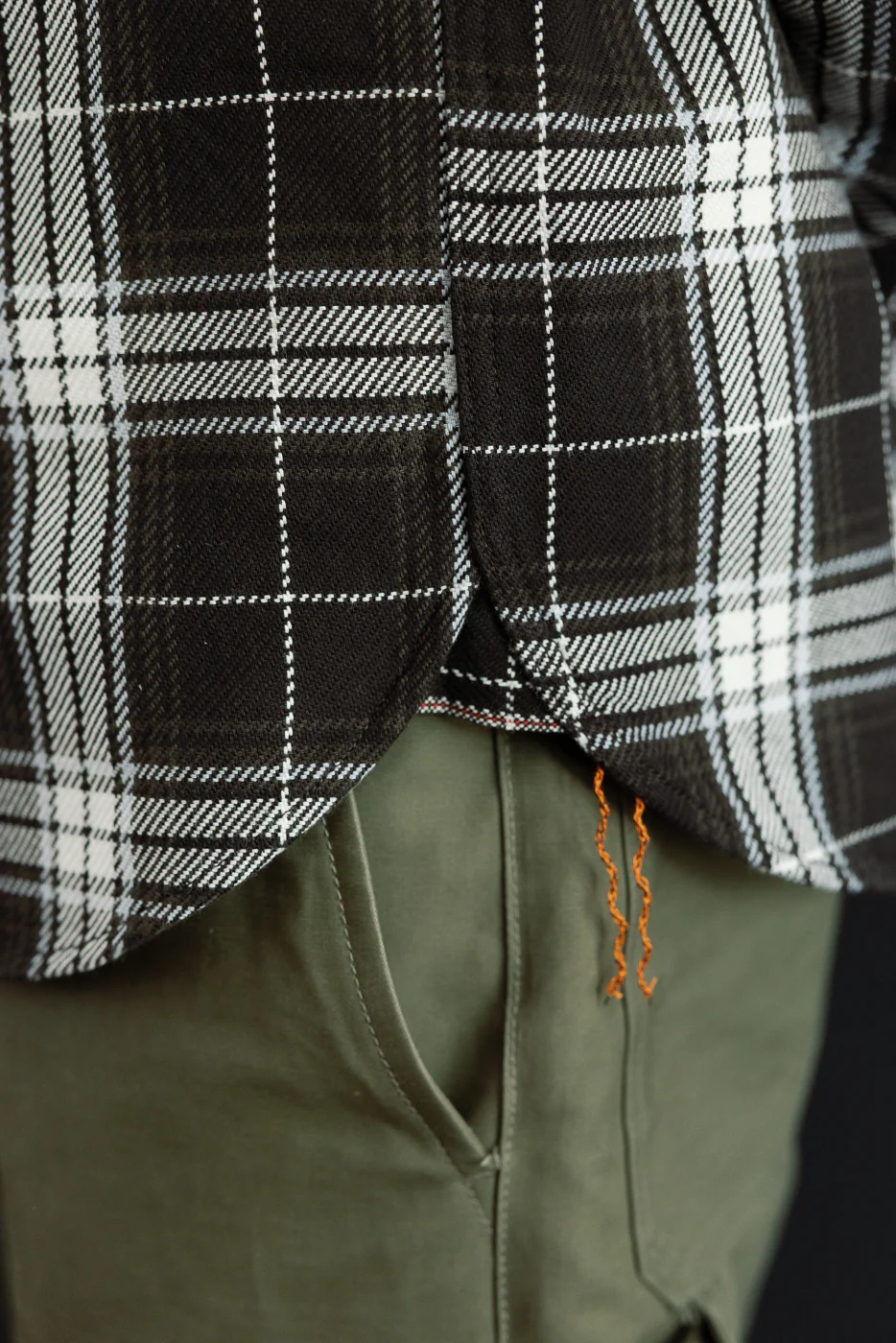 IHSH-441-BLK - 9oz Selvedge Flannel Check Work Shirt - Black - Image 24