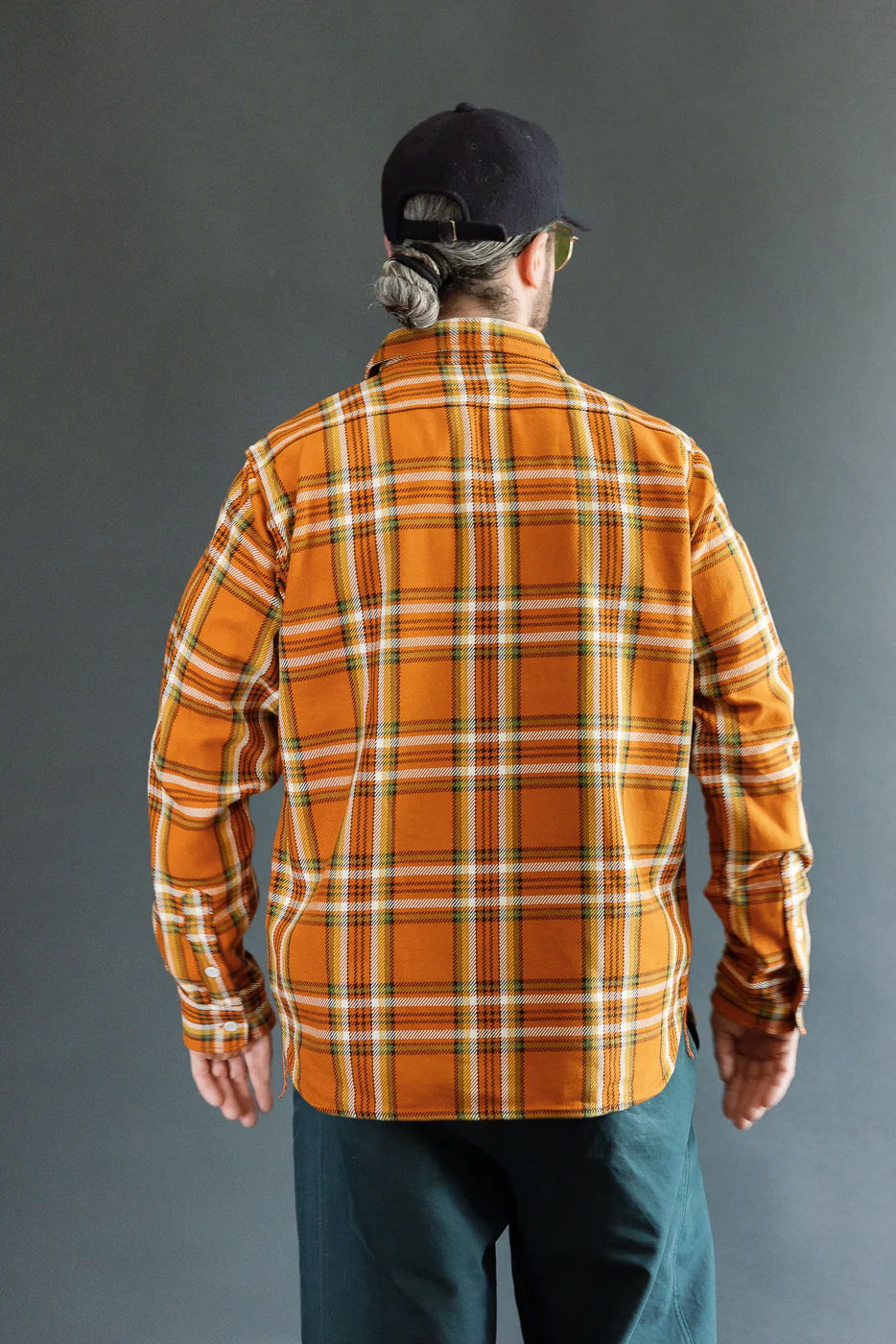 IHSH-442-ORA - 9oz Selvedge Flannel Check Work Shirt - Orange - Image 13