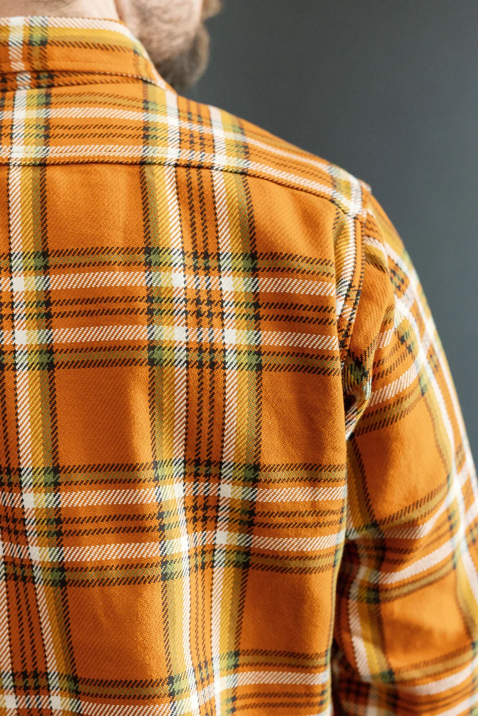 IHSH-442-ORA - 9oz Selvedge Flannel Check Work Shirt - Orange - Image 24