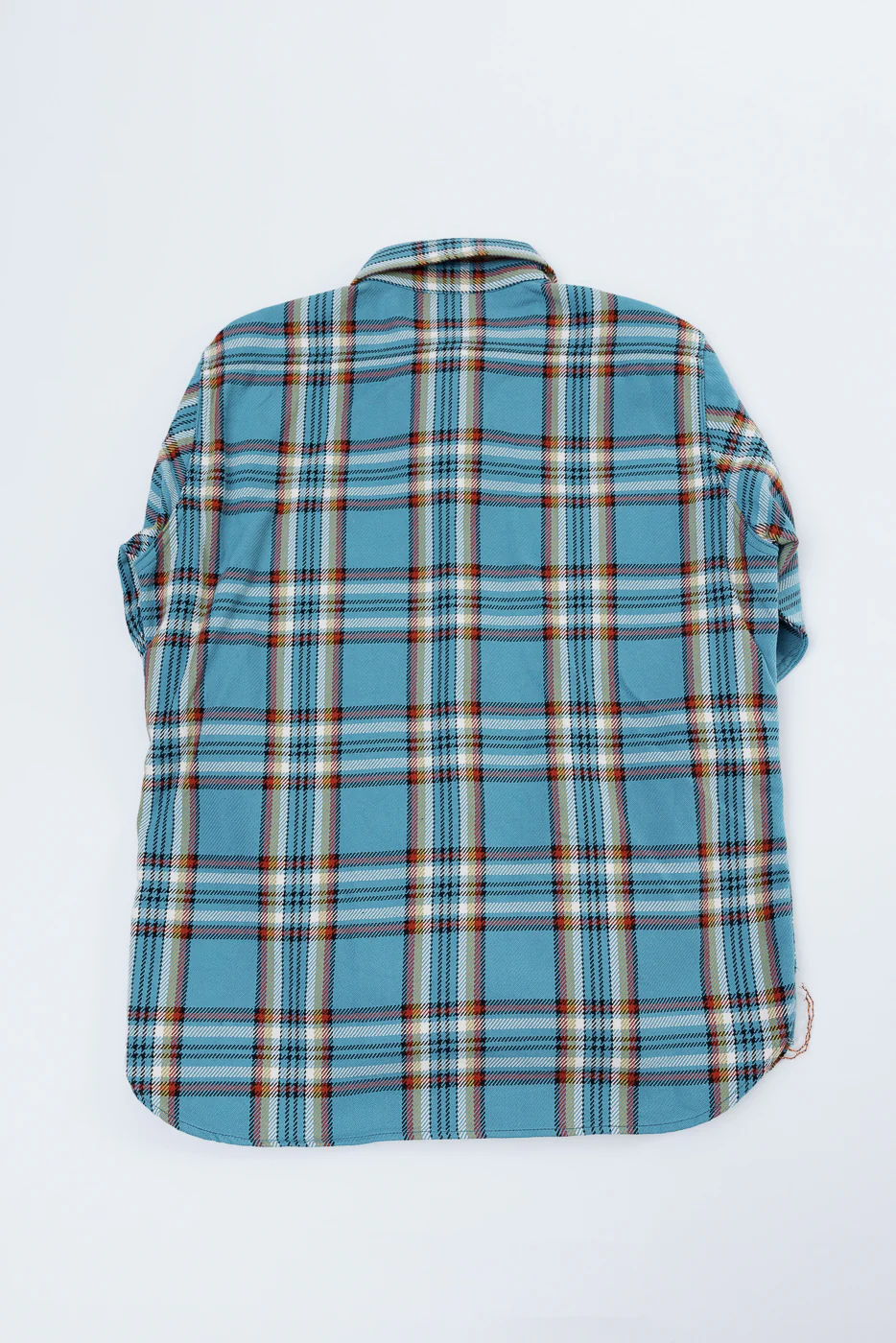 IHSH-442-SAX - 9oz Selvedge Flannel Check Work Shirt - Sax Blue - Image 6