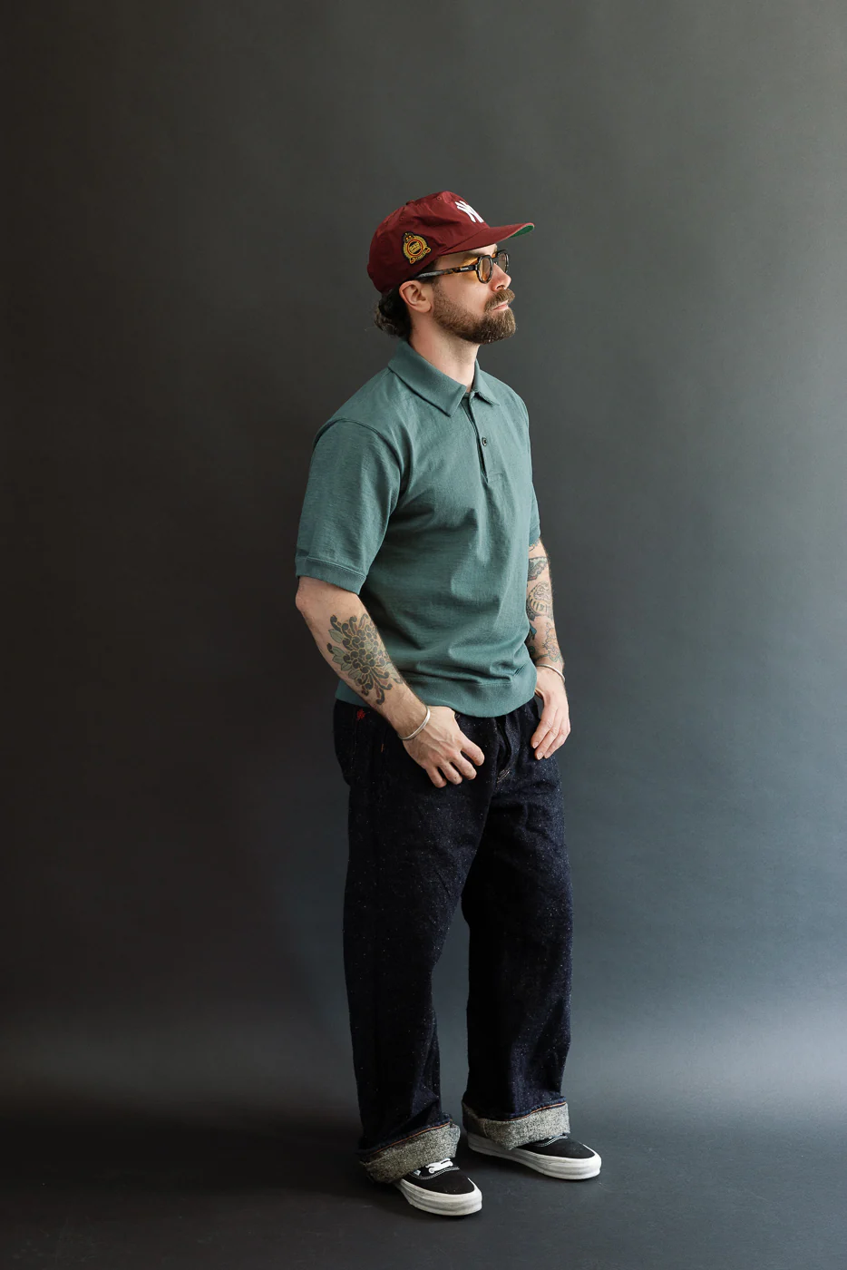 JM5613 - Dotsume Rib Polo - 420 Cloudy Green - Image 7