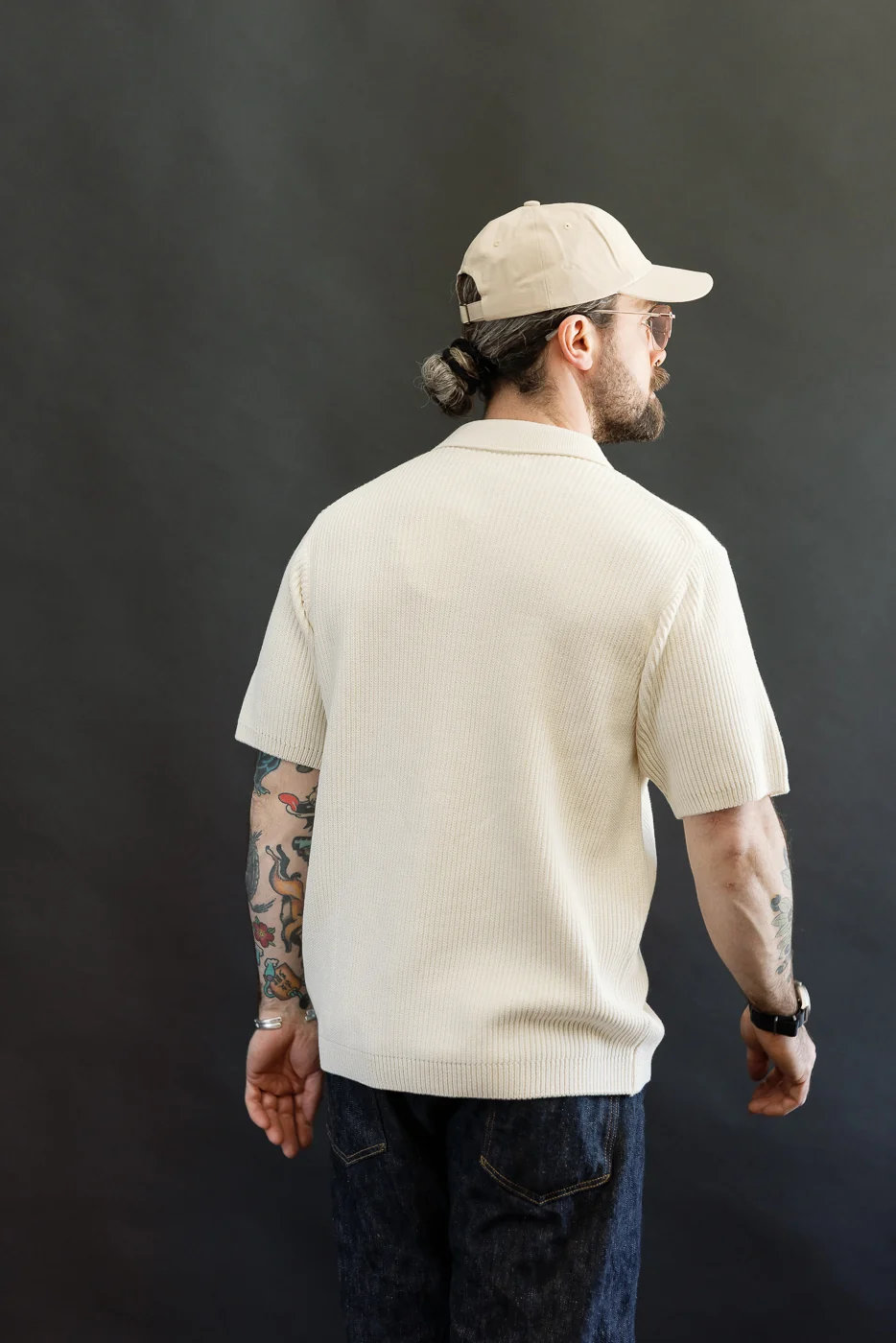 KNITSHIRT03.02 - Ribbed Cotton Knit Short Sleeve Shirt - Nature - Image 13