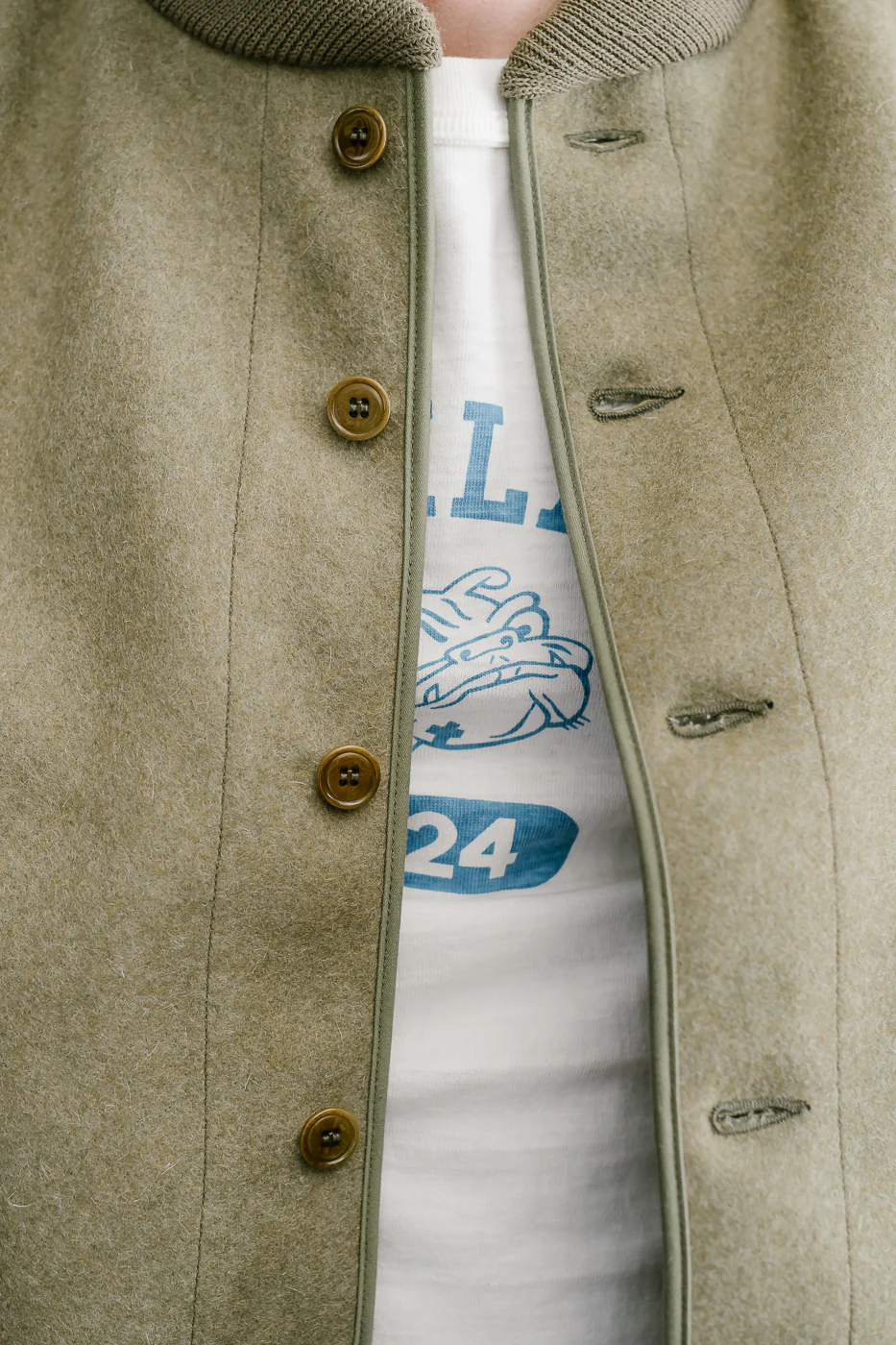 Lot 2233 - A-1 Style Melton Wool Jacket  - OD Green - Image 15