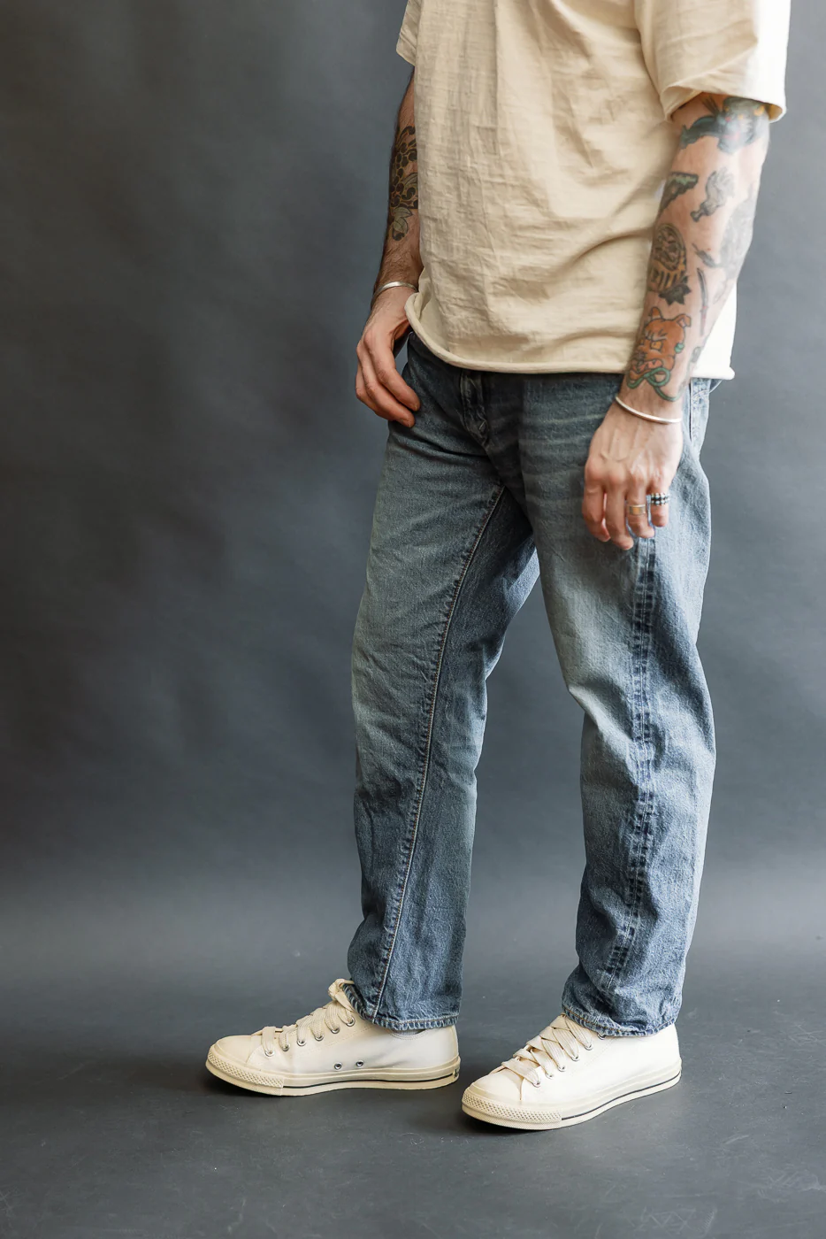 Lot 2nd-Hand 1105 - 12oz Used Washed Indigo Denim - Tapered Fit - Image 11