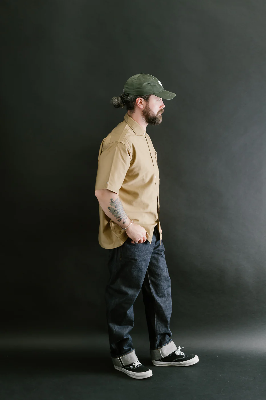 Lot 3091 - S/S Open Collar Shirt - Camel - Image 7