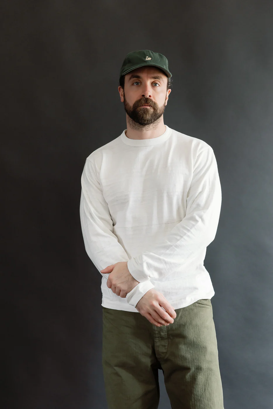 Lot 5906 - Slubby Cotton T-Shirt Long Sleeve - Off White - Image 8