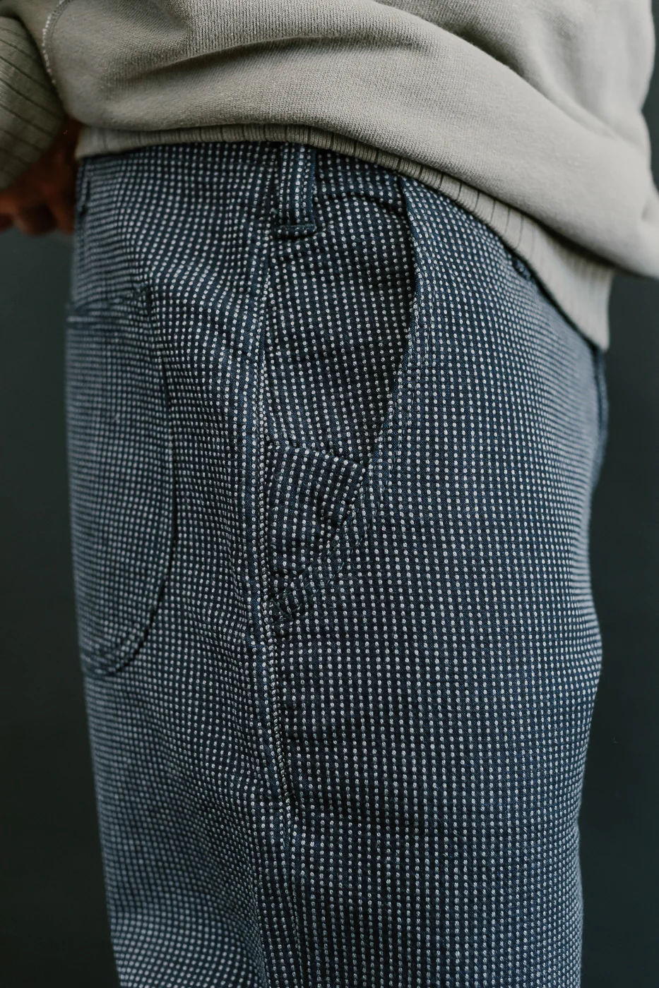 LP-1180-2 - Stitch Stripe Sashiko Comfortable Trousers - Indigo x Thin Stripe - Image 21