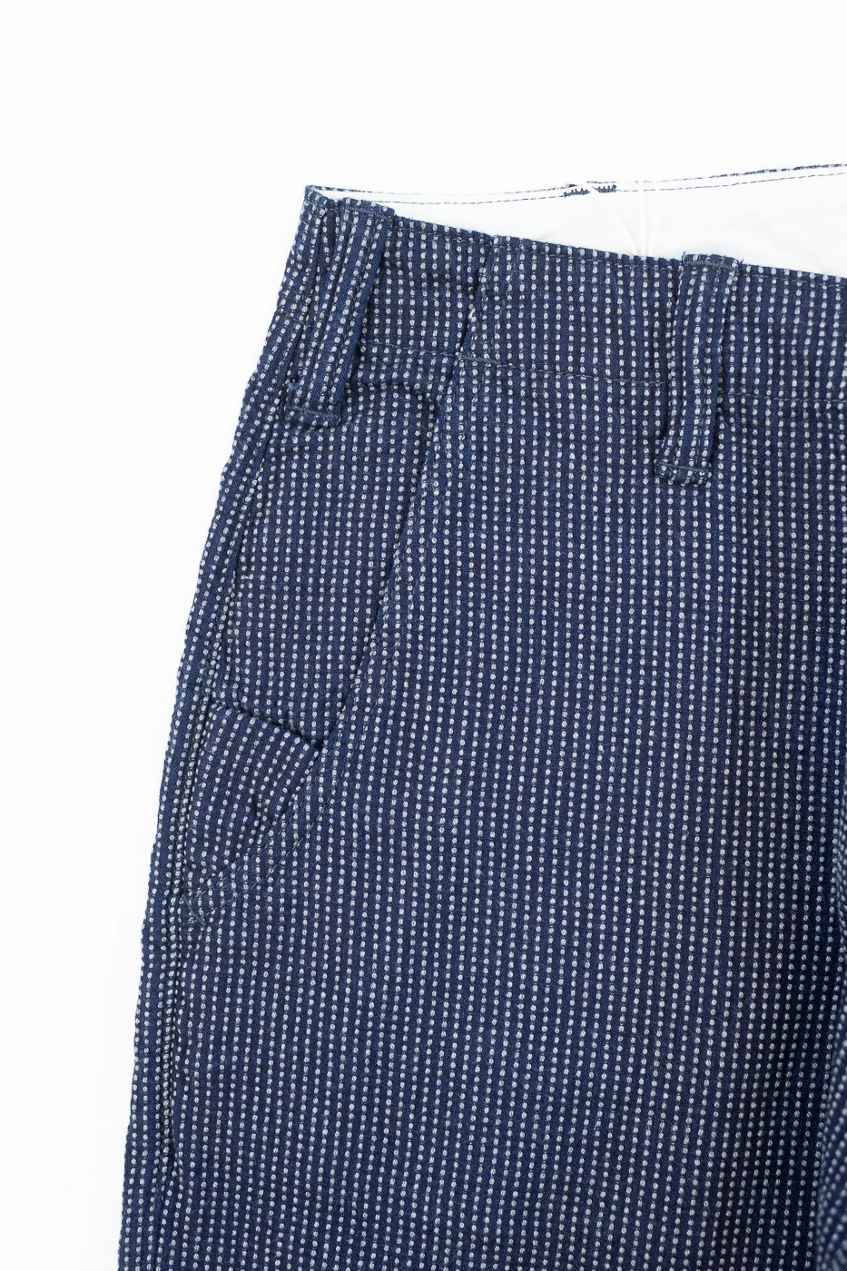 LP-1180-2 - Stitch Stripe Sashiko Comfortable Trousers - Indigo x Thin Stripe - Image 4