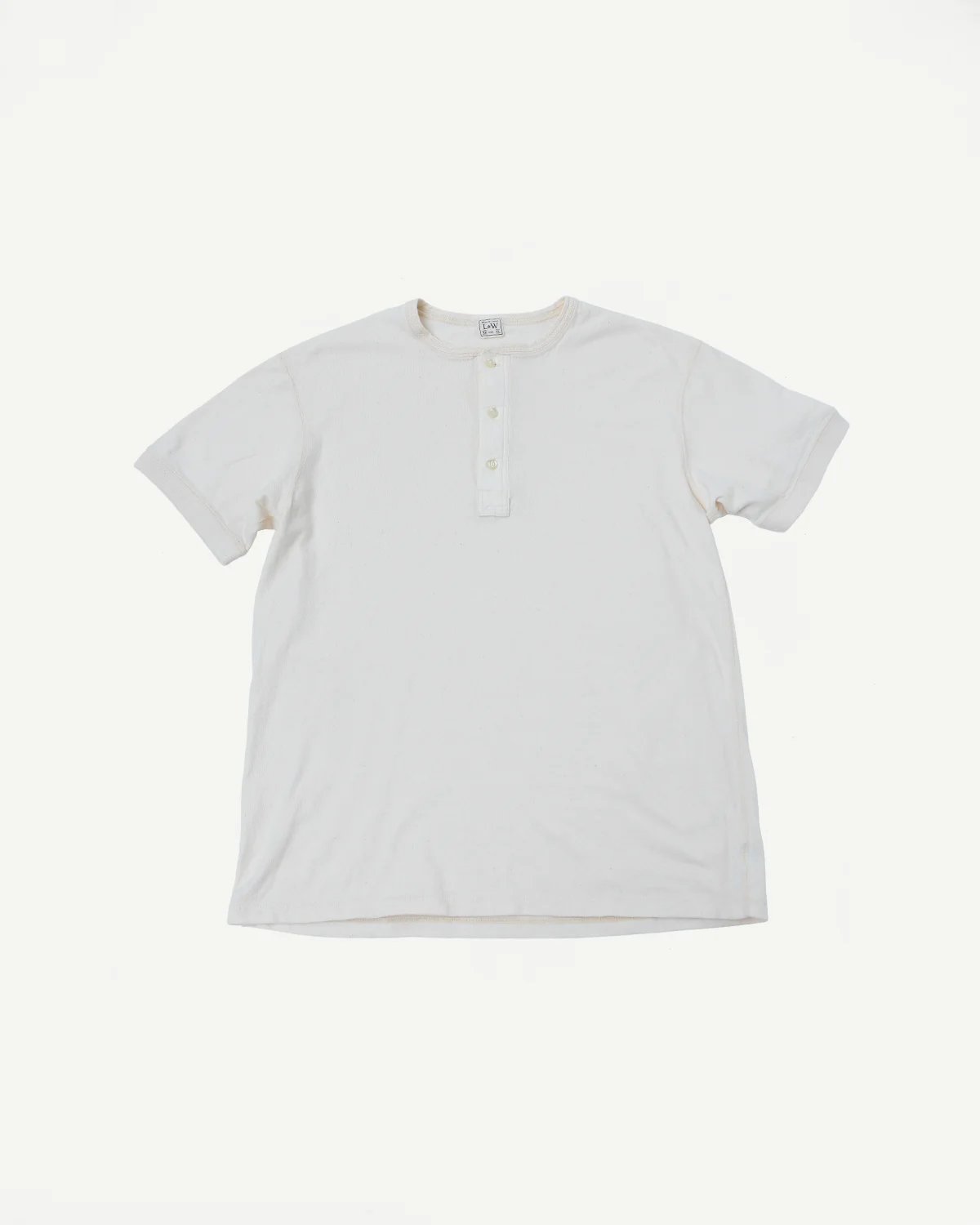 LRH1042 - Loopwheeled Classic Henley - Classic Ivory
