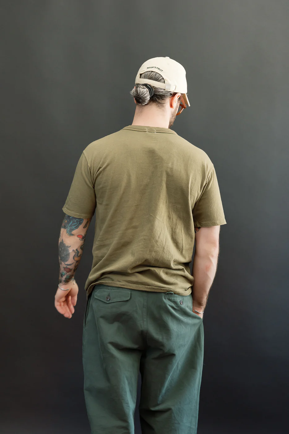 LRC1127 - Loopwheel Double Binder S/S Crewneck Tee - Army Olive - Image 11