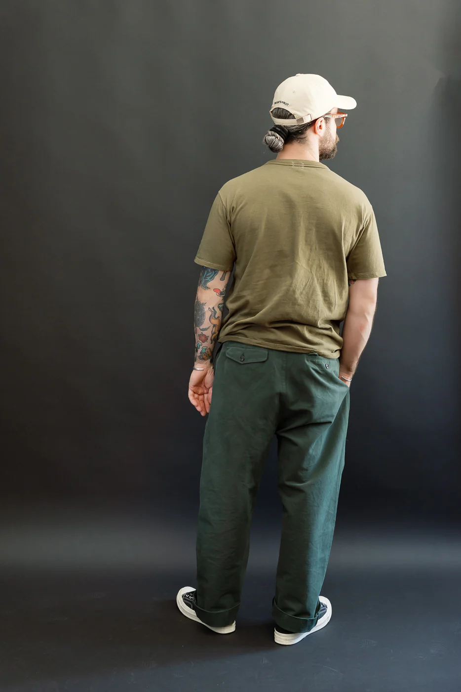 LRC1127 - Loopwheel Double Binder S/S Crewneck Tee - Army Olive - Image 7