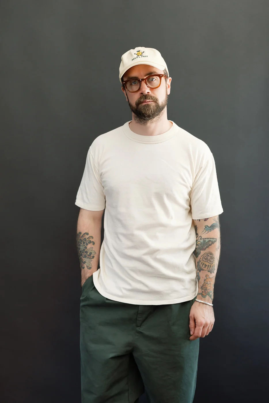 LRC1127 - Loopwheel Double Binder S/S Crewneck Tee - Ivory - Image 13