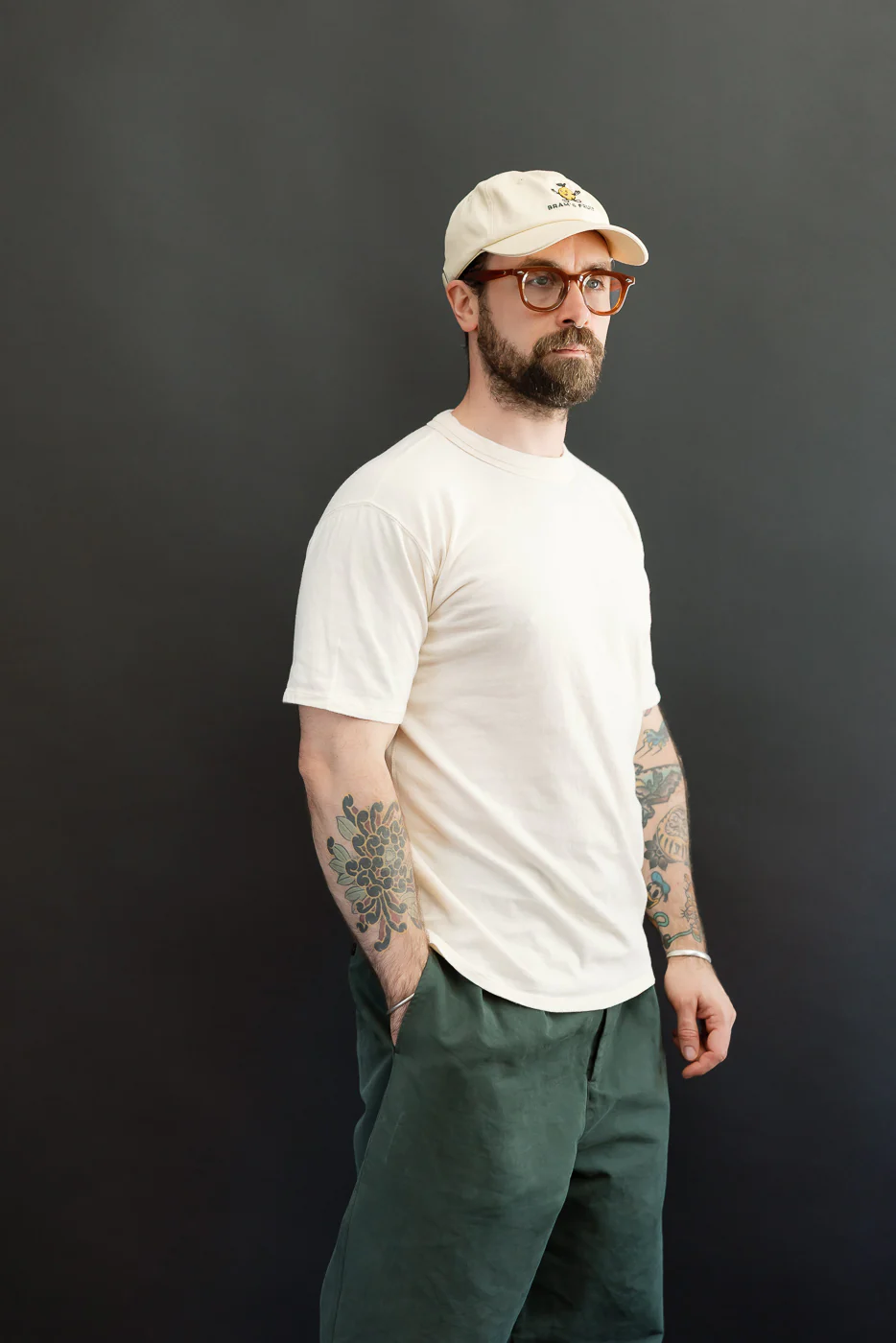 LRC1127 - Loopwheel Double Binder S/S Crewneck Tee - Ivory - Image 9