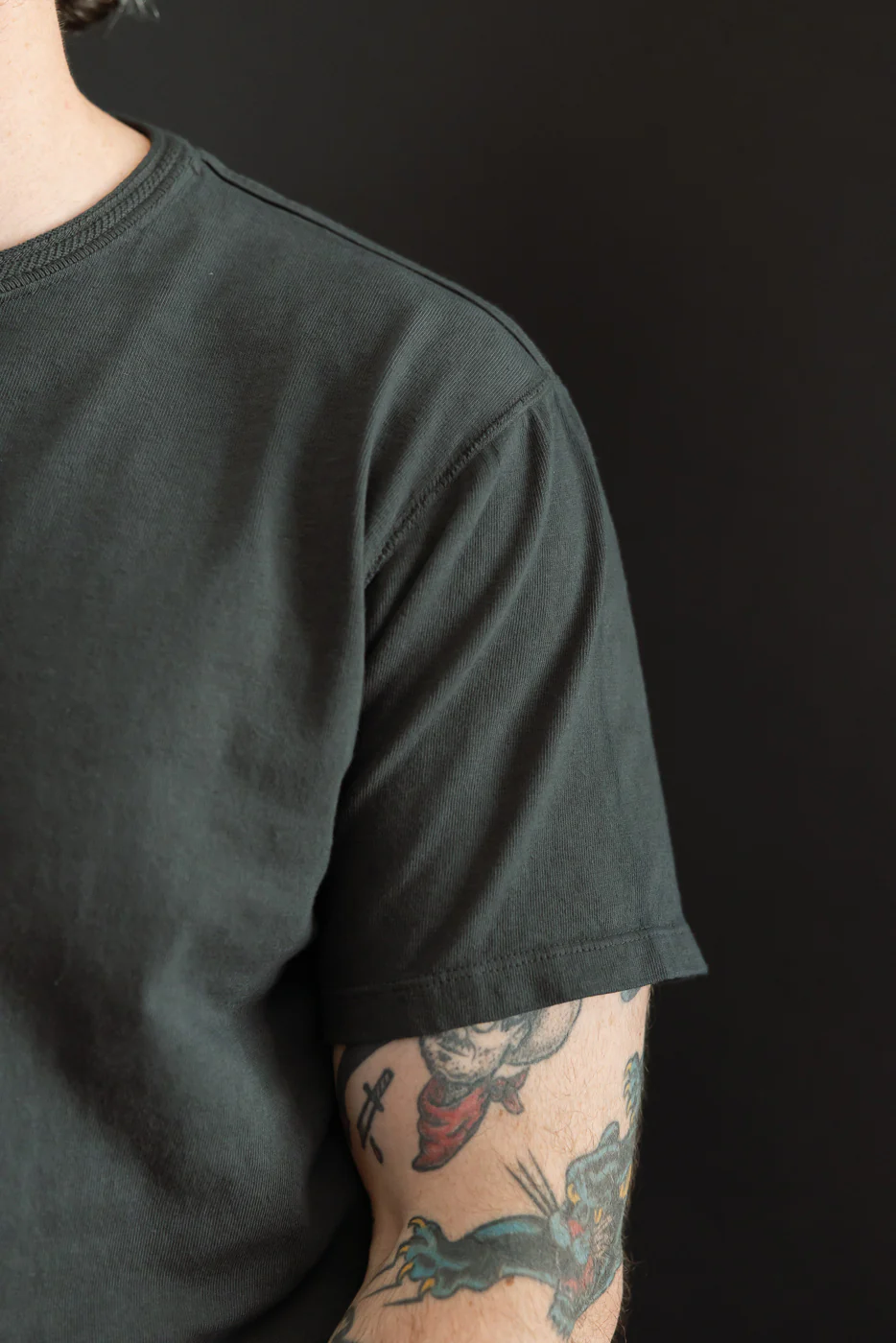 LRC1128 - Shoulder Taped S/S Crewneck Tee - Antique Black - Image 15