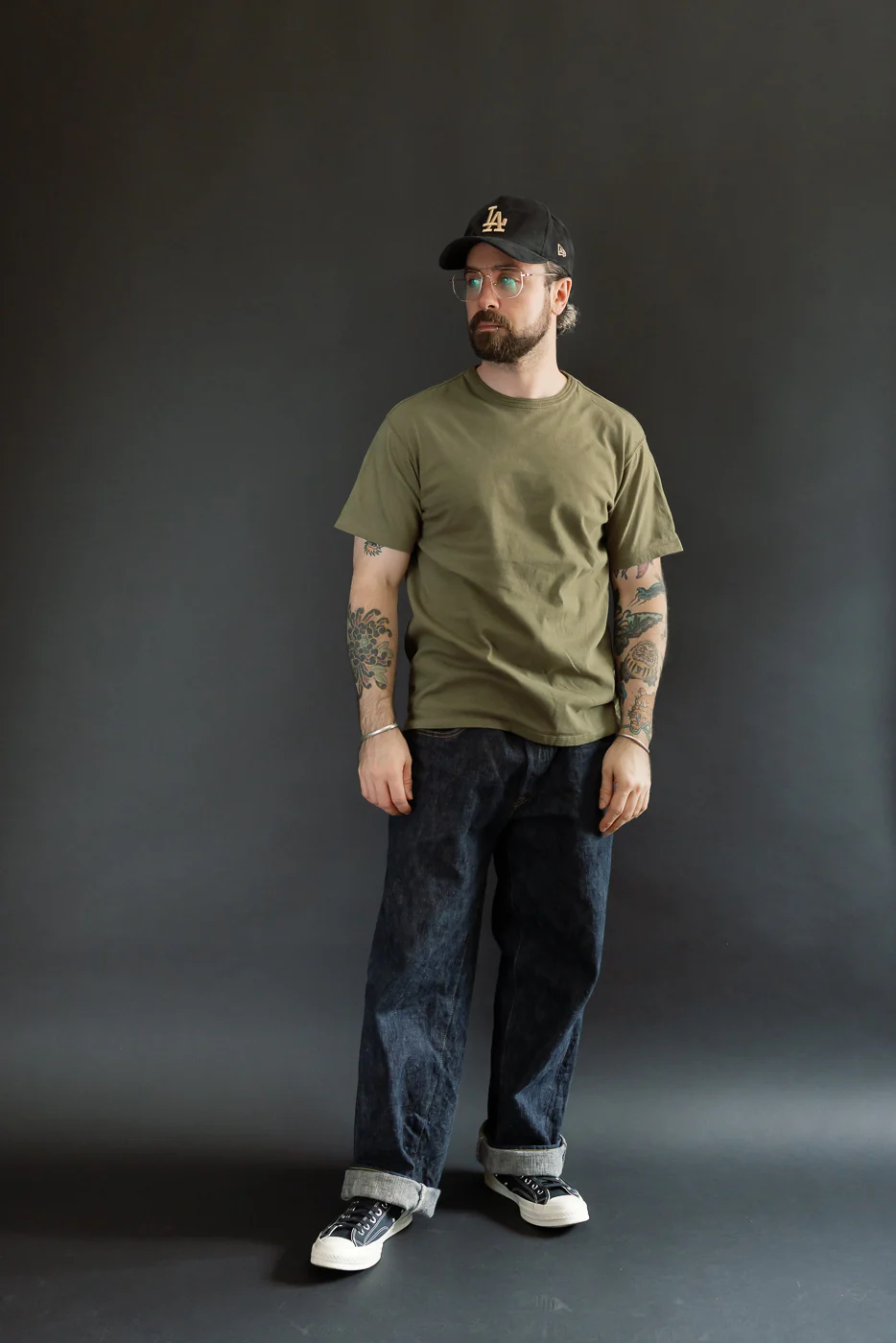 LRC1128 - Shoulder Taped S/S Crewneck Tee - Army Olive - Image 5