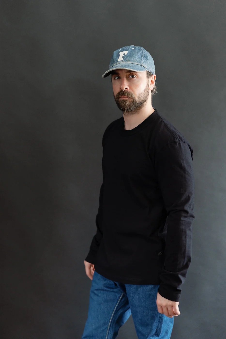 LS-5011-IDBK - Jersey Crew Neck Long Sleeve T-shirt - Black Indigo - Image 10