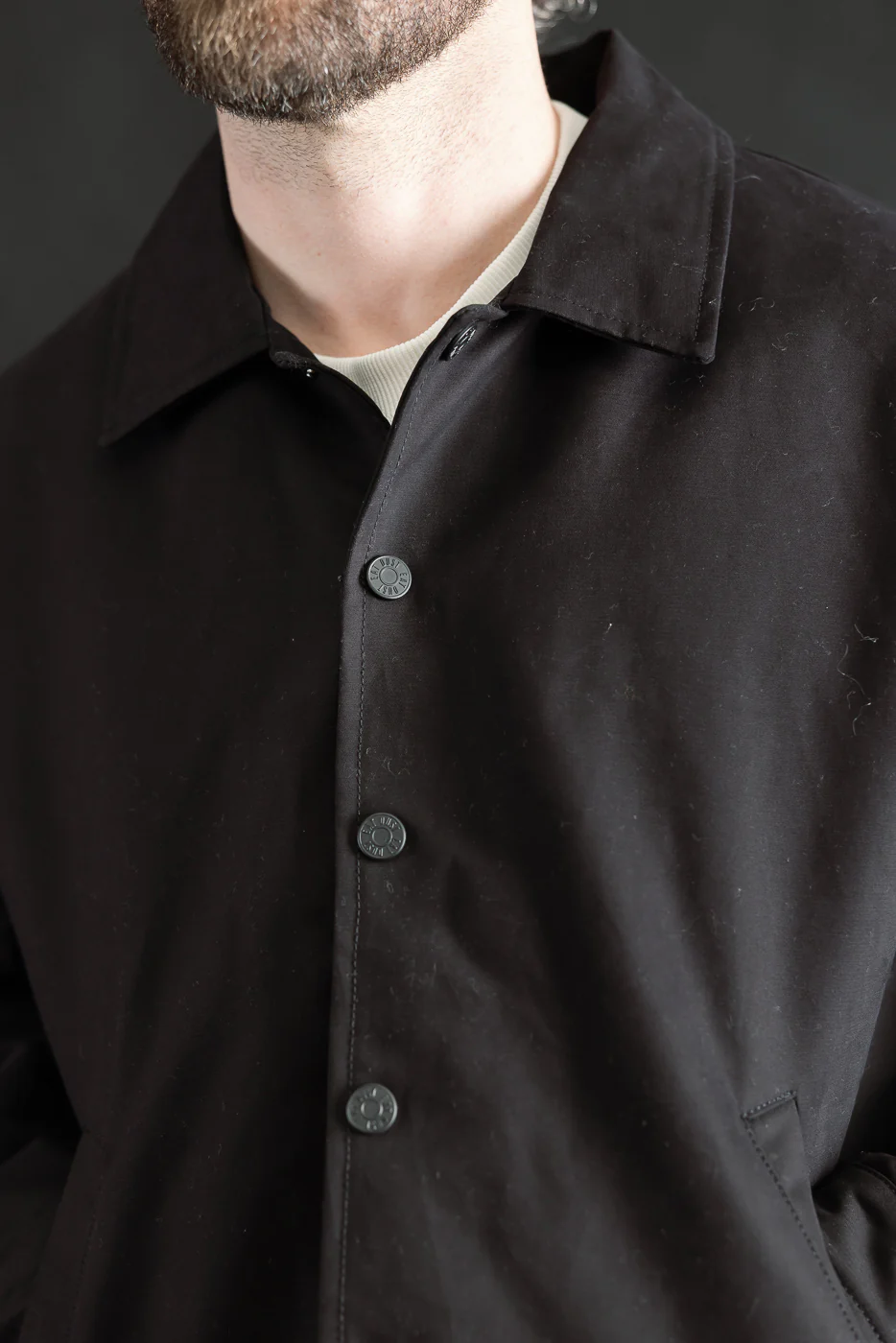 M-A-001 - Dago Jacket Lined Nebraska Cotton - Black - Image 18