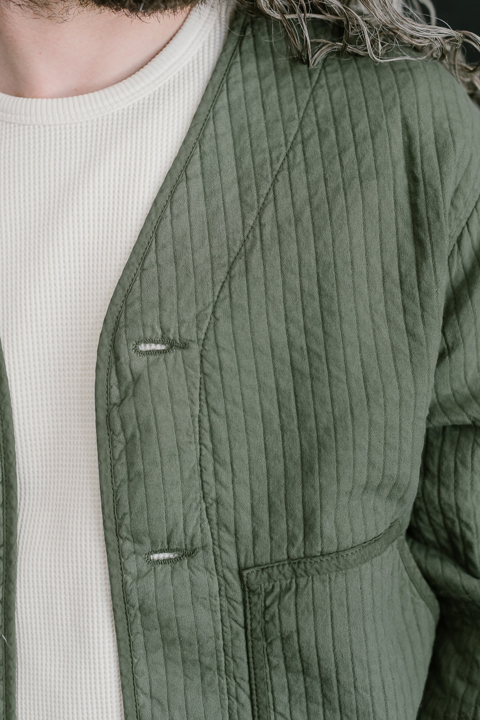 M-B-633 - Baseball Cardigan Armor Quilt Cotton - Litchen - Image 18