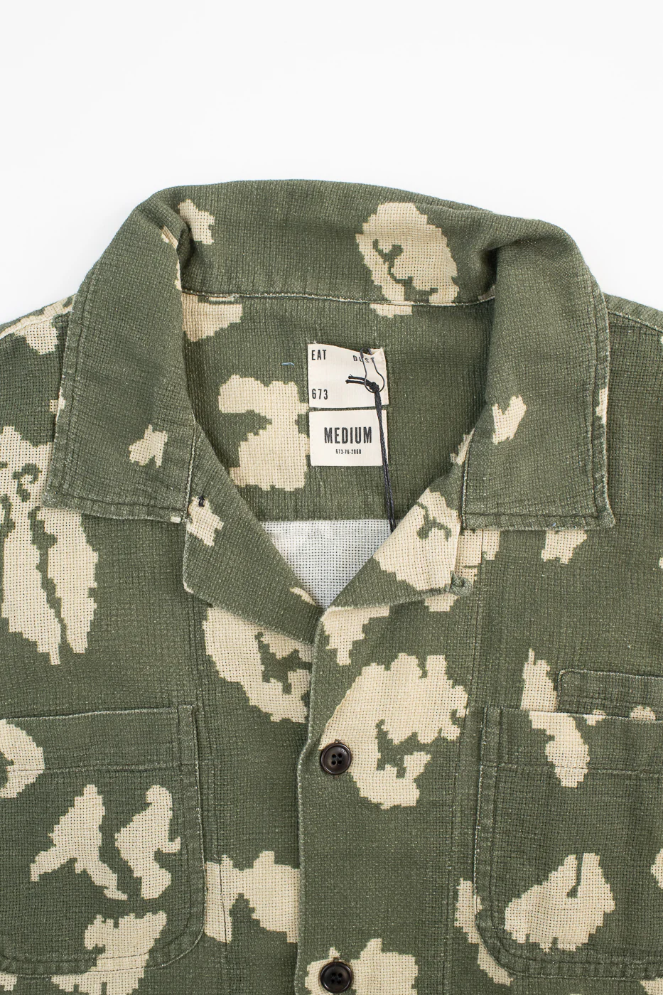 M-I-001 - Cloud Camo Mesh Aloha Shirt - Mint, Off White - Image 2