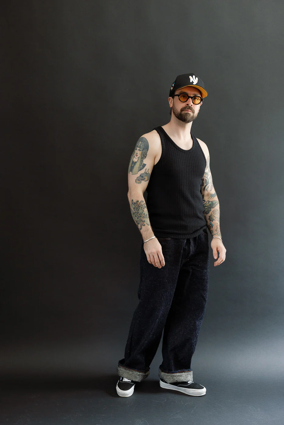 M-J-001 - Tank Top Mesh Cotton - Black - Image 5