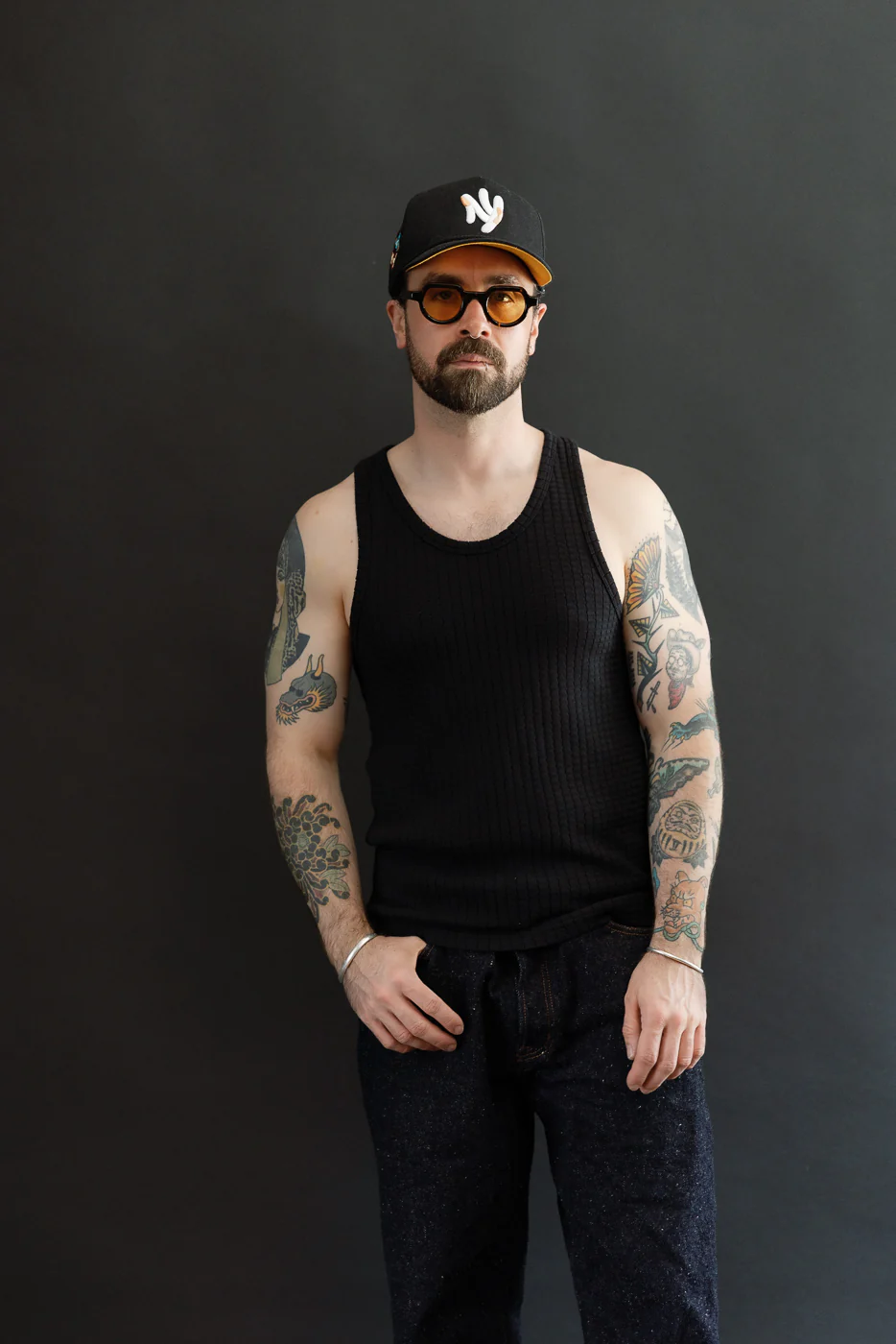 M-J-001 - Tank Top Mesh Cotton - Black - Image 7