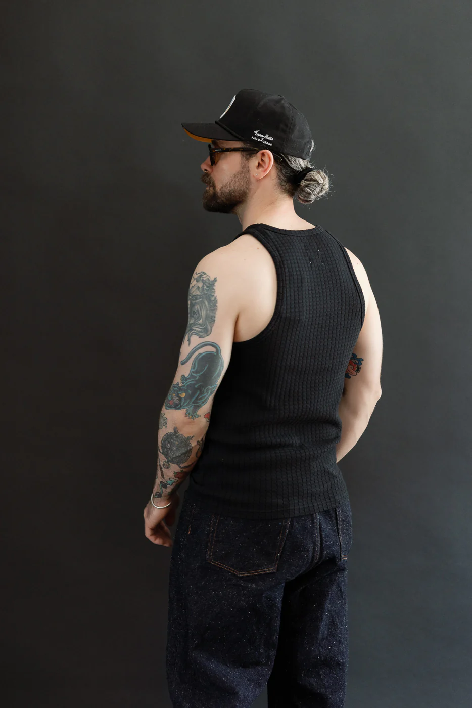 M-J-001 - Tank Top Mesh Cotton - Black - Image 9