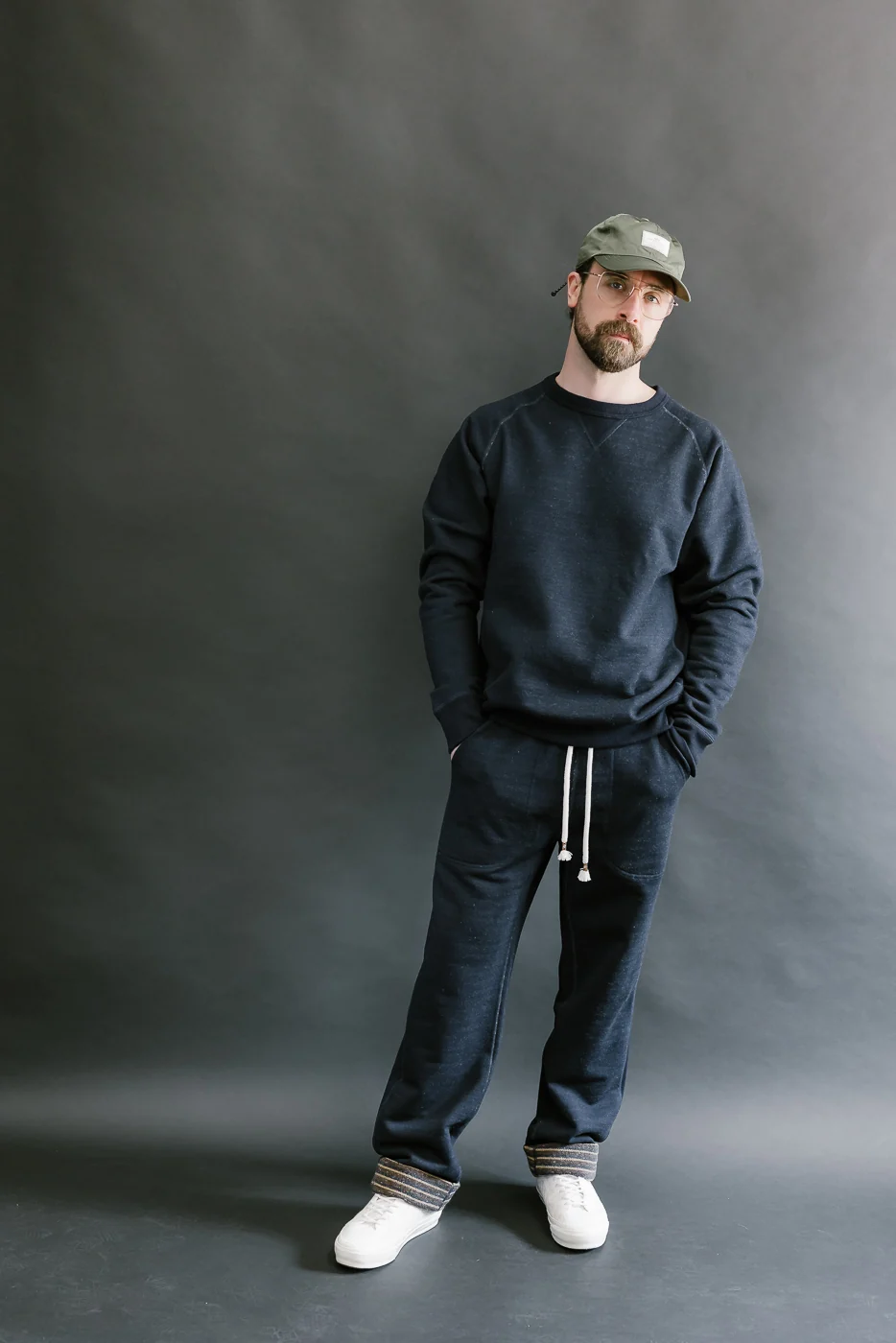 Pullover Crewneck - Real Indigo Blanket Striped French Terry - Image 5