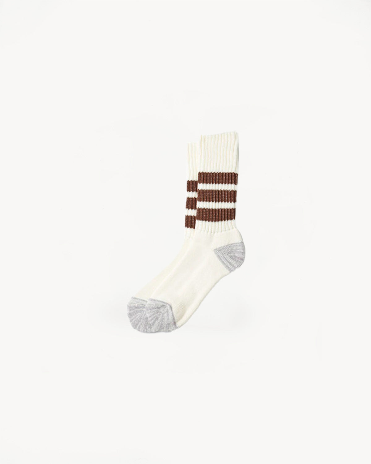 R1255 - Coarse Ribbed Old School Crew Socks - Brown
