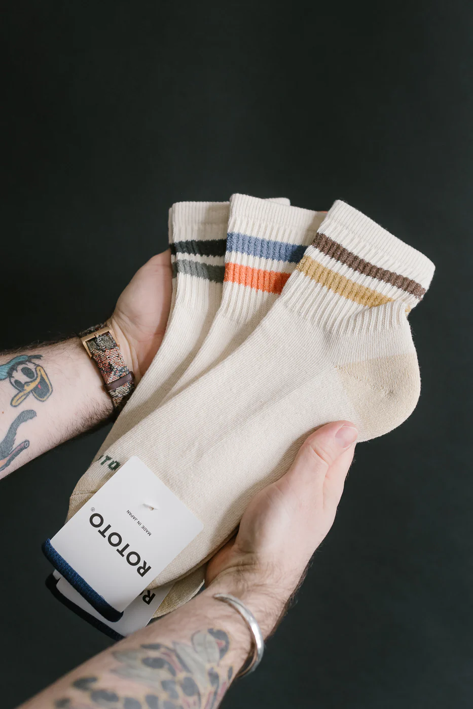 R1591 - Retro Athletic Ankle Sock - Brown, Khaki - Image 5