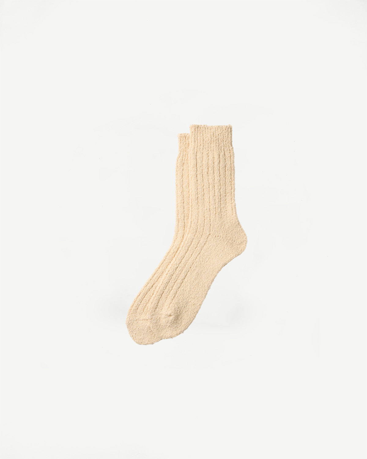 R1613 - Recycled Cotton Bouclé Crew Socks - Ecru